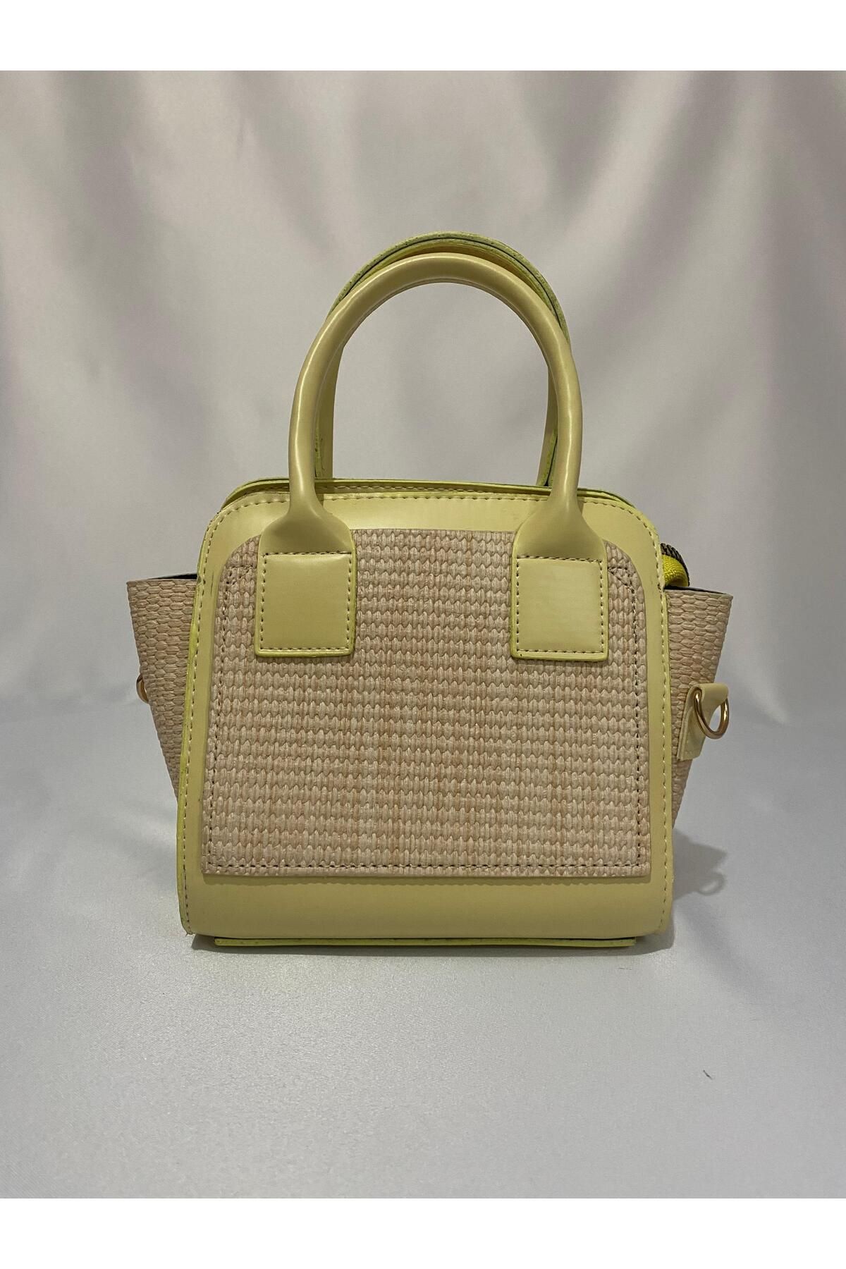 Liel Bags HASIR DETAYLI AÇIK LİMON SARISI MİNİ EL VE OMUZ ÇANTASI