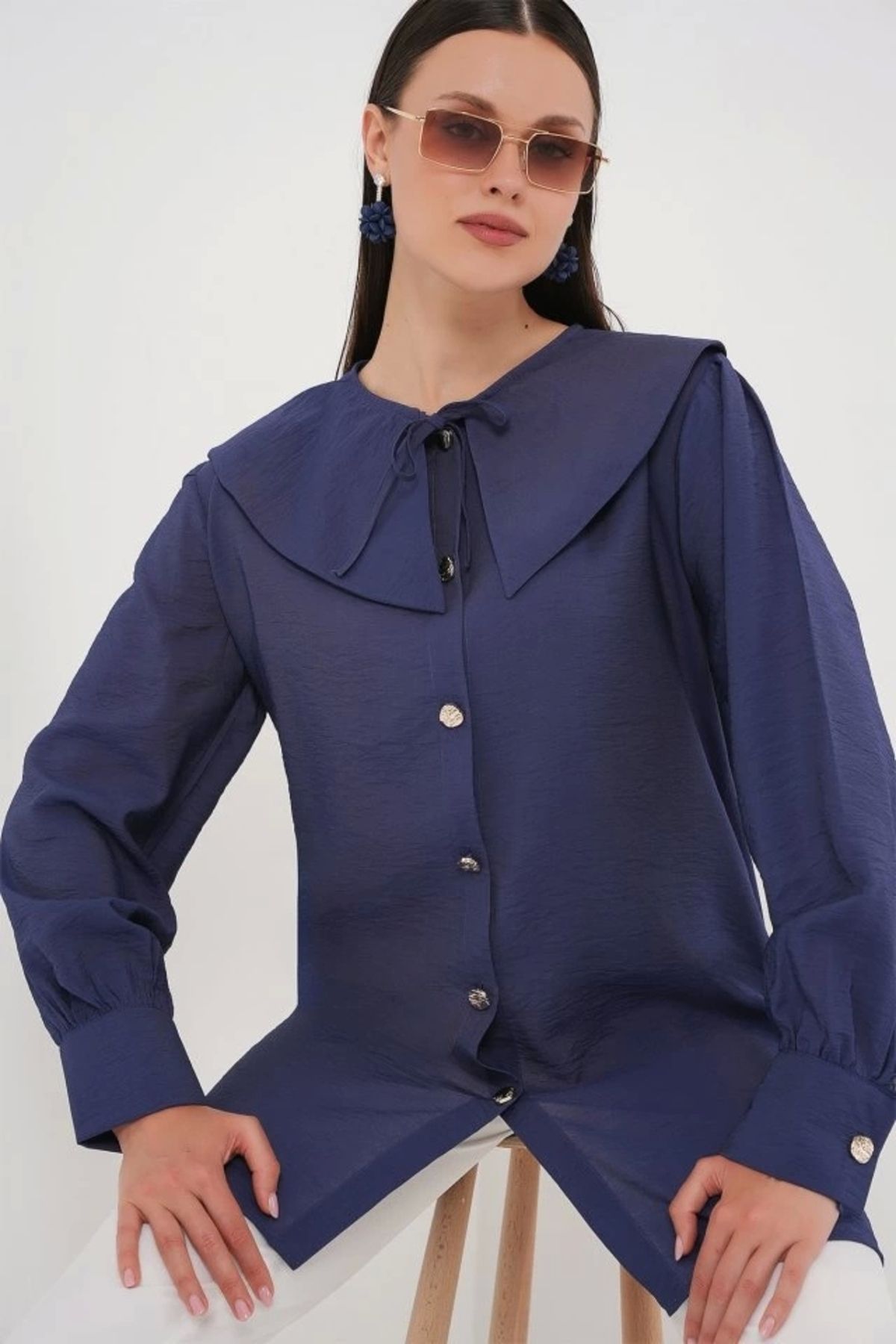 Butik Bebe Yaka Uzun Tunik 5967 - İndigo