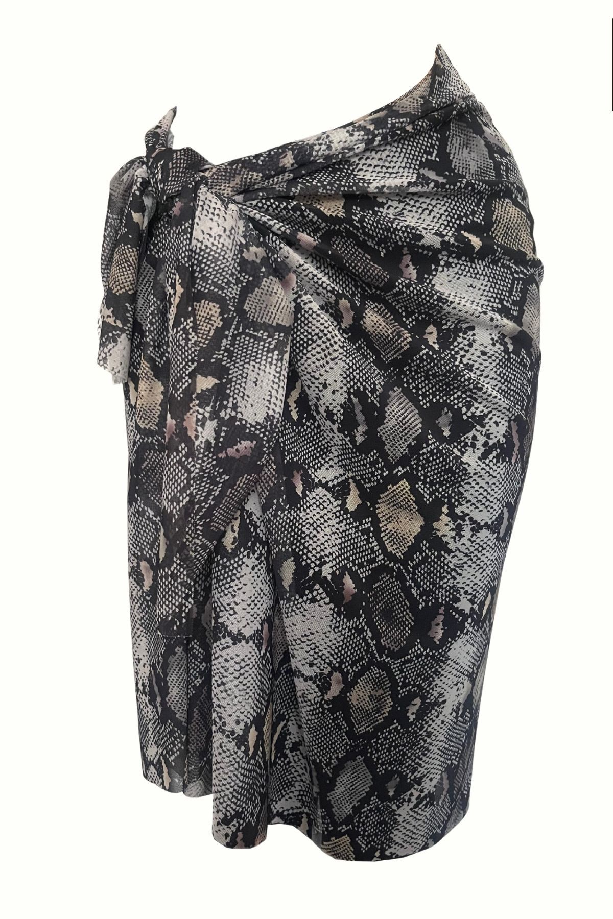 Kayz Tekstil Yılan Derisi Desenli İç Göstermeyen Tül Büyük Boy Pareo 95x145 cm