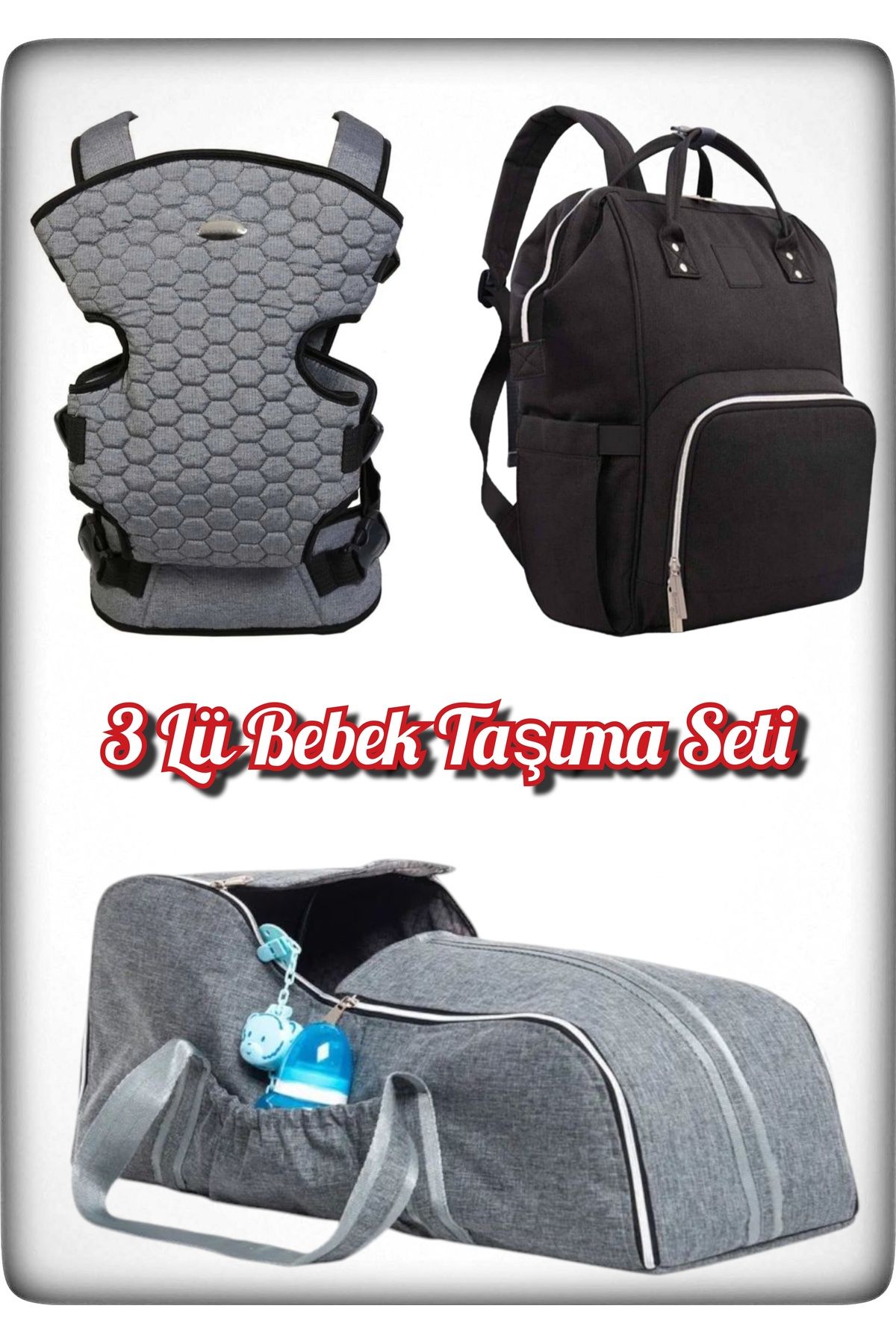 Avşar Baby 3 Lü Bebek Taşıma Seti En İyi Anne Bebek Çantası Portbebe ve Kanguru Modelleri
