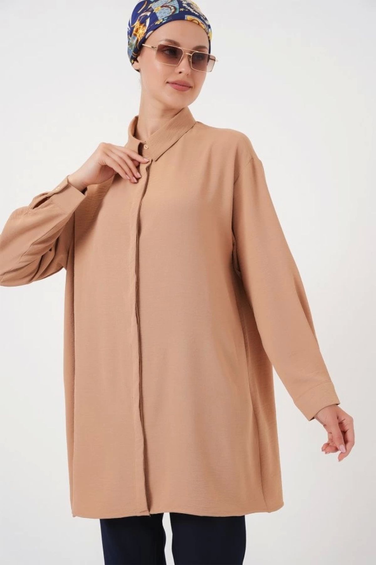 Butik Uzun Gömlek Tunik 5945 - Bisküvi