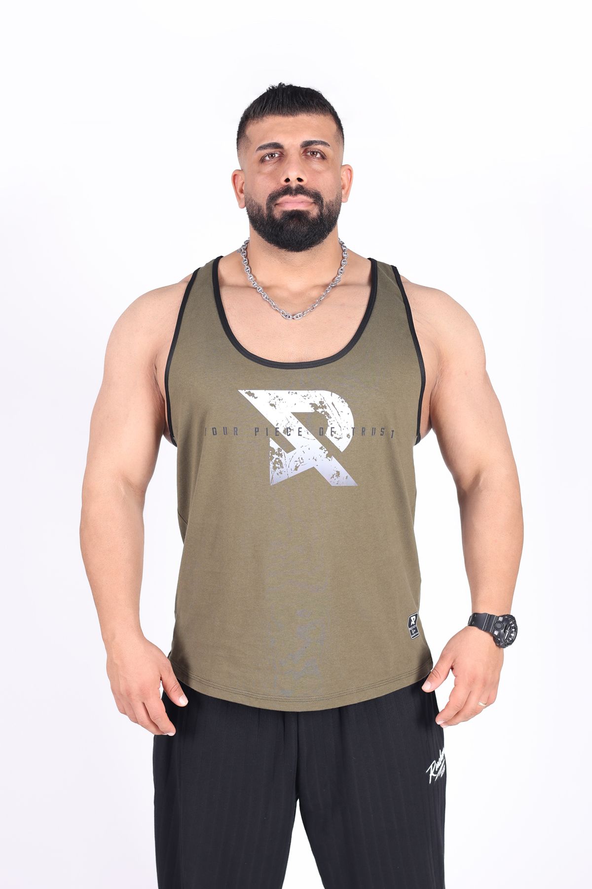 RUCHON NUTRITION Erkek Siyah Askılı Spor Atlet | Gym Tanktop Fitness Giyim - RUCHON SPORTS YOUR PIECE