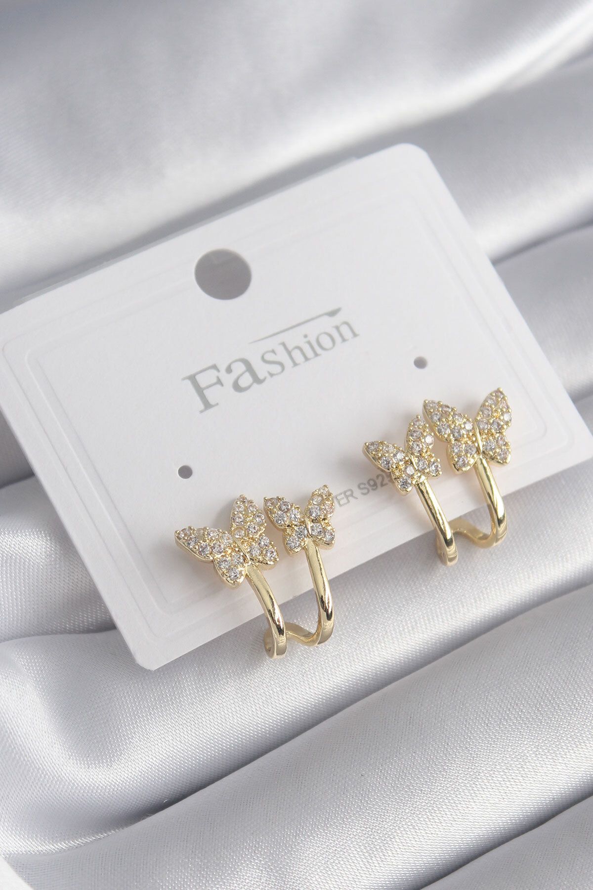 Skygo-Brass Gold Color Zircon Stone Butterfly Model Women's Earrings - TJ-BKP8424 1
