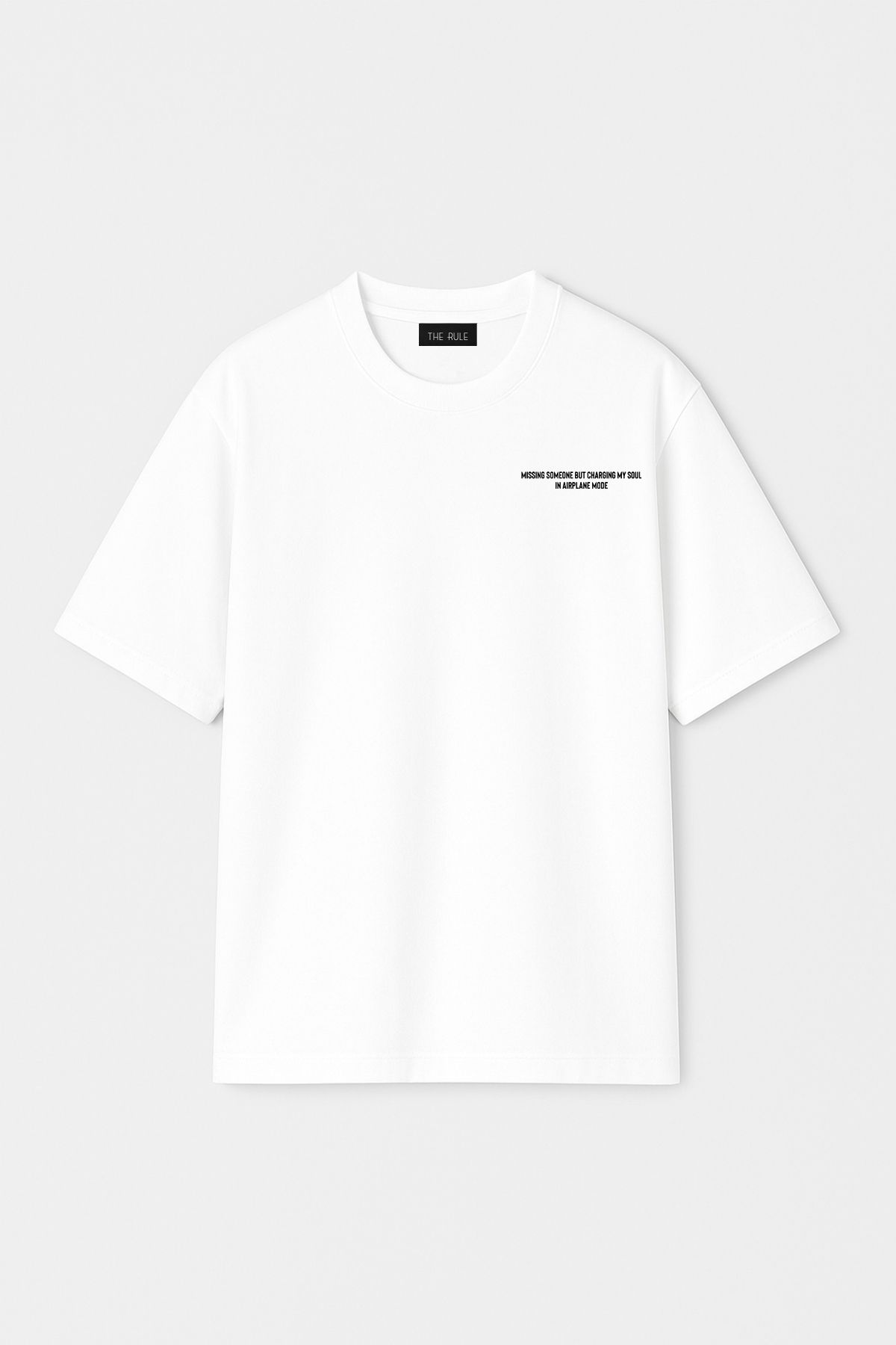 THE RULE Unisex Missing Someone Baskılı Oversize %100 Pamuk Geniş Kesim Dokulu Bisiklet Yaka T-Shirt RF0517