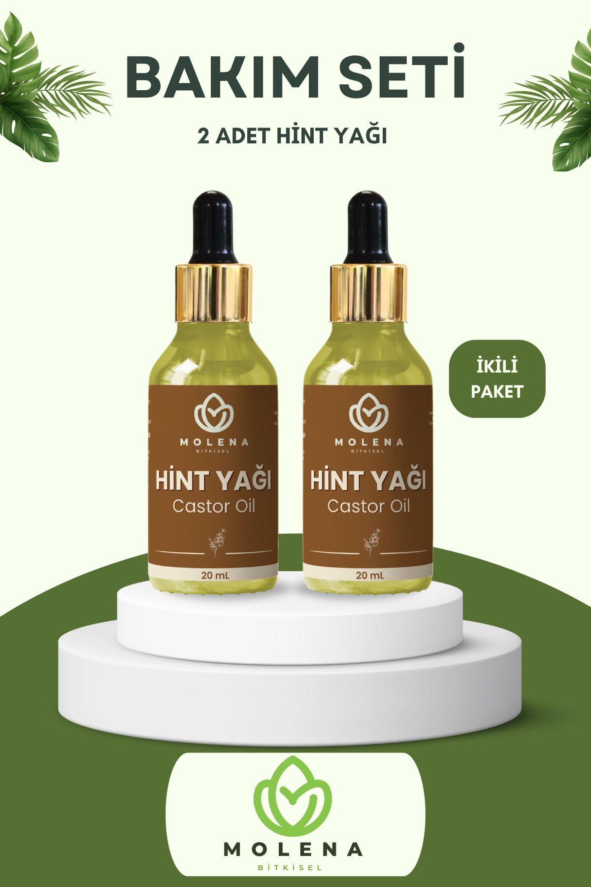 MOLENA BİTKİSEL Hint Yağı Bakım Seti - 2 x 20 ml - Genel Bakım Seti