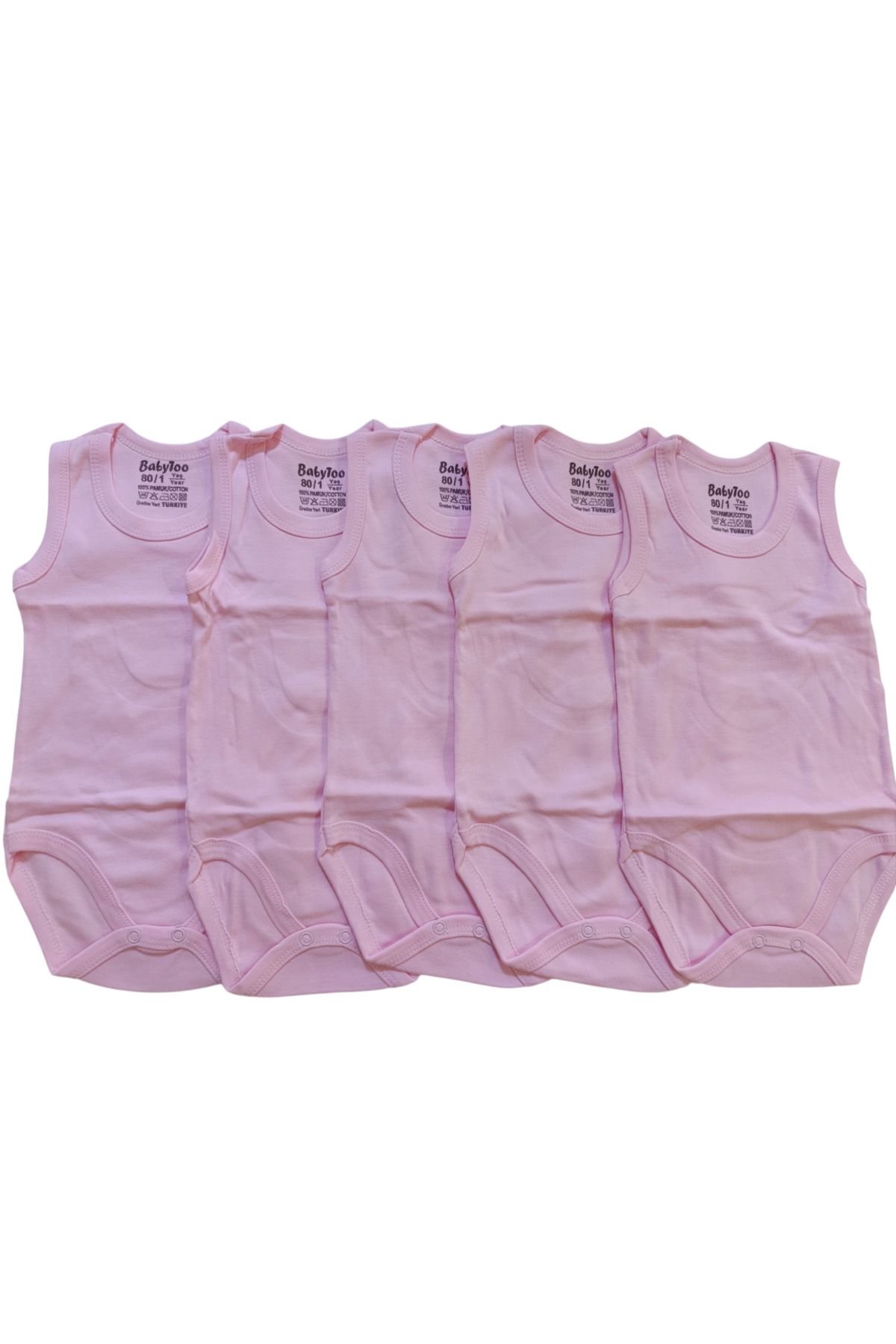 Babytoo % 100 Organik Pamuklu 5'li Kız Bebek Çıtçıtlı Body Zıbın