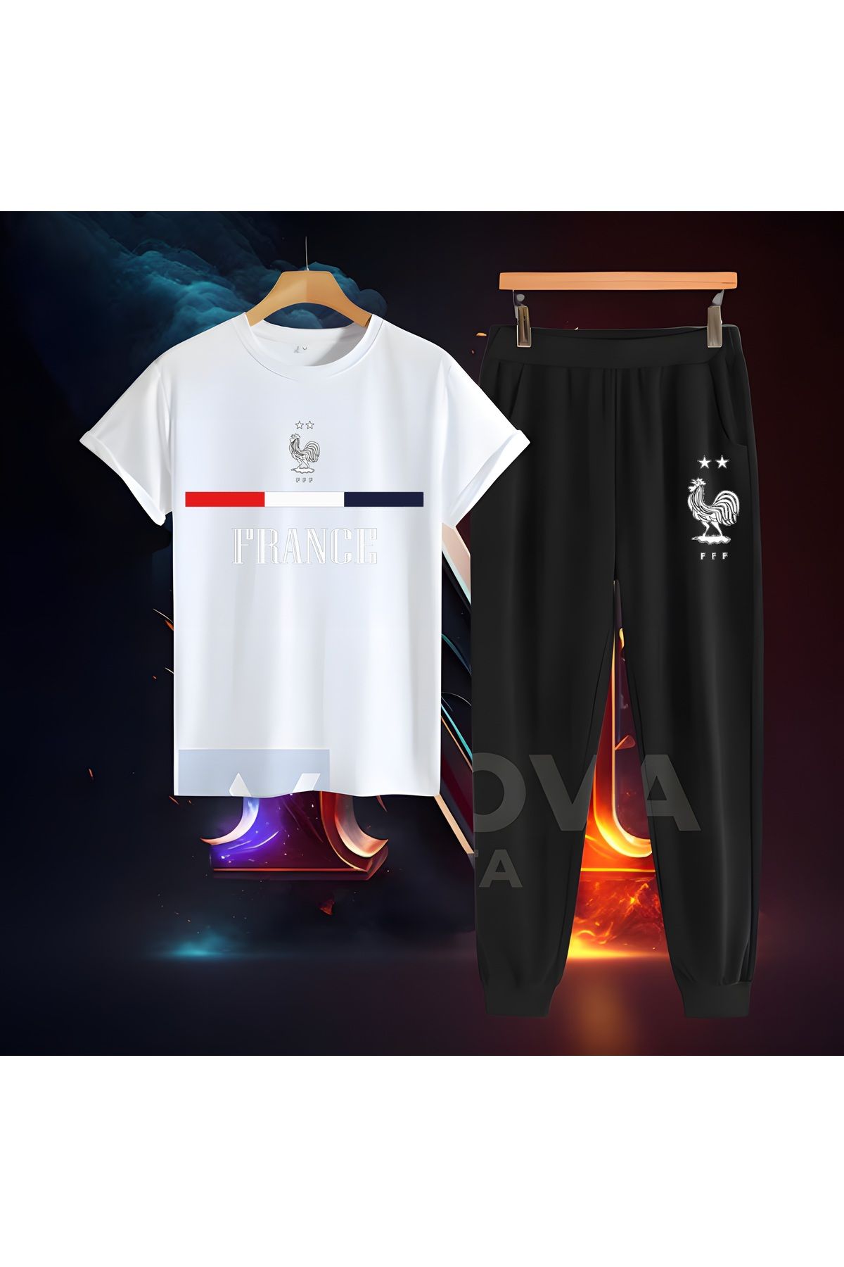 Biy Store Fransa milli takım forma baskılı unisex kısa kollu kadın erkek tişört t-shirt eşofman takımı