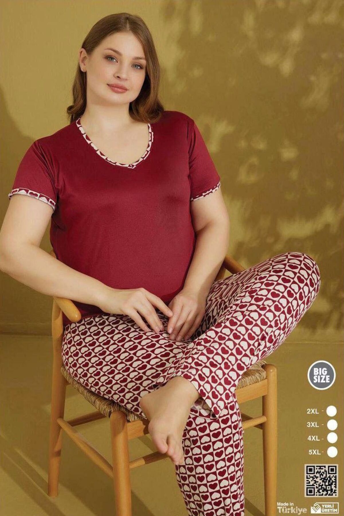 İpek Kadın Kısa Kol Büyük Beden V Yaka Pijama Takımı