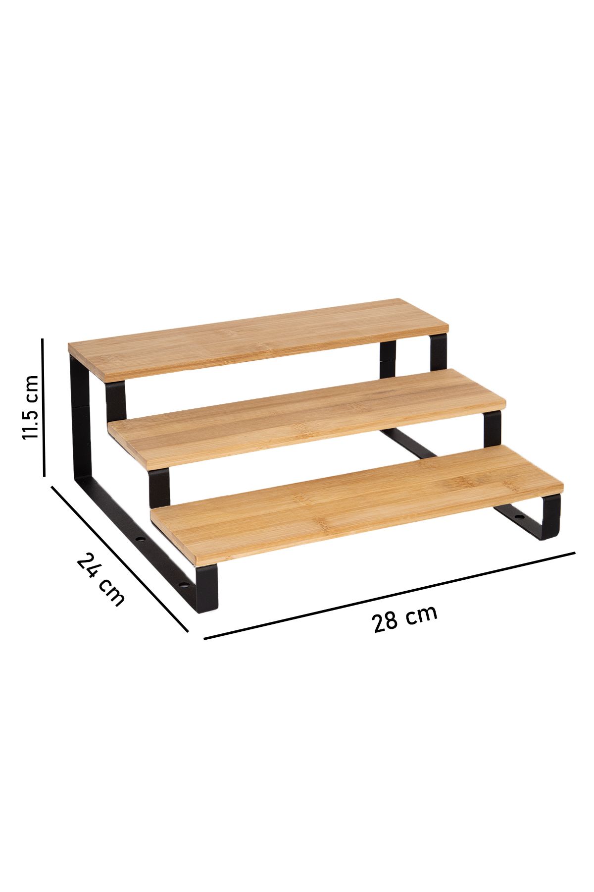 naturelove Metal Ayaklı Bambu Baharatlık Standı Tezgah Üstü Düzenleyici Stand