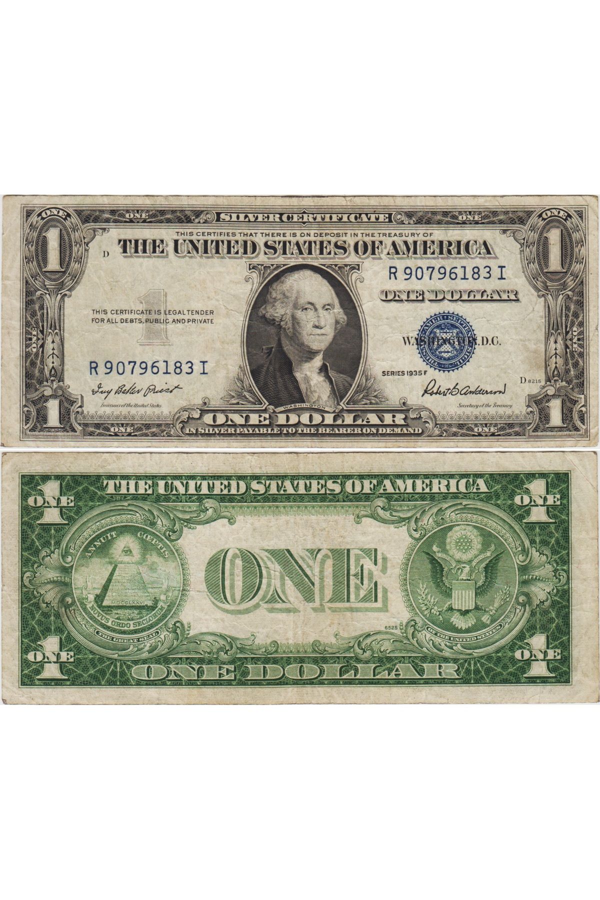 Banknoting AMERİKA BİRLEŞİK DEVLETLERİ 1 DOLAR 1935 F MAVİ MÜHÜR-GÜMÜŞ SERTİFİKA ÇOK TEMİZ(-) KONDİSYON.