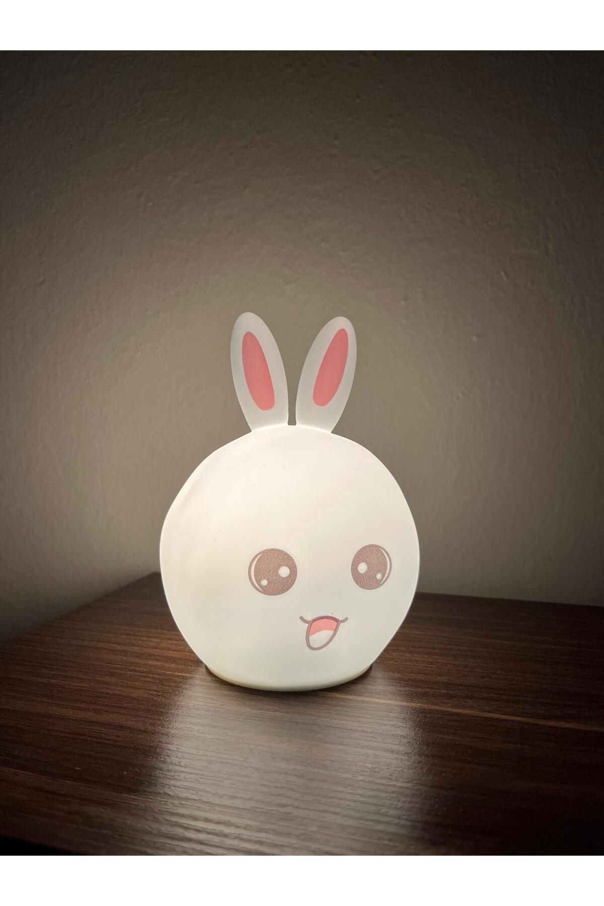 Tiny Desing Accessorıes Tavşan Silikon Çocuk Odası Led Dokunmatik Renk Değiştiren Gece Lambası