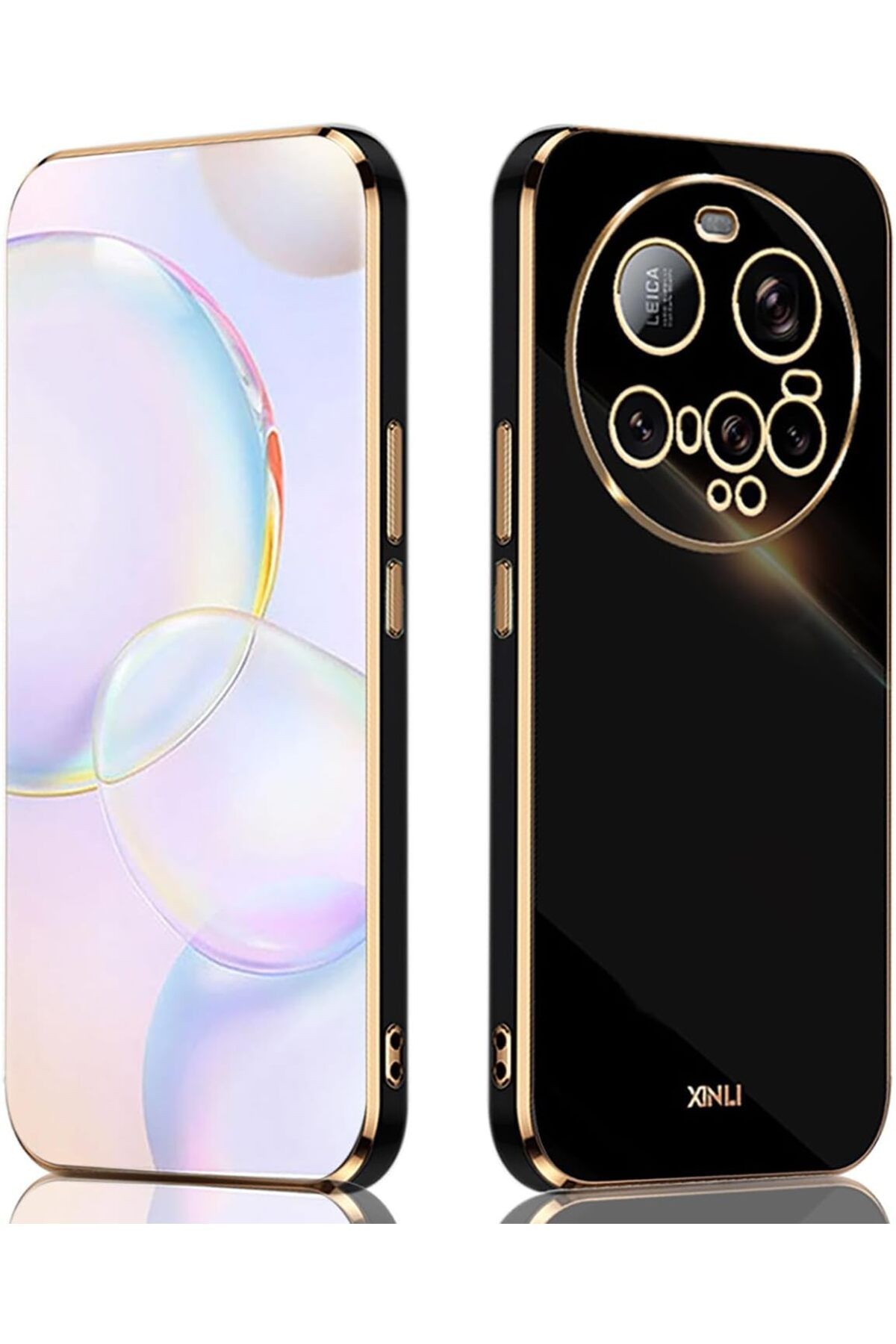 Rivor Xiaomi Mi 15 Ultra Uyumlu Kılıf Kamera Korumalı Parlak Kenarlı Altın İşlemeli Silikon Kapak