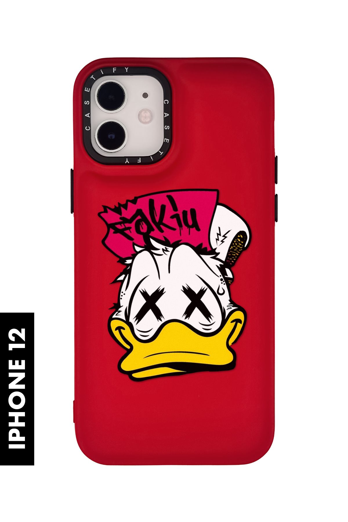mooodcase iPhone 12 / 12 Pro Uyumlu Punc Duck Desenli Silikonlu Pillow Kılıf
