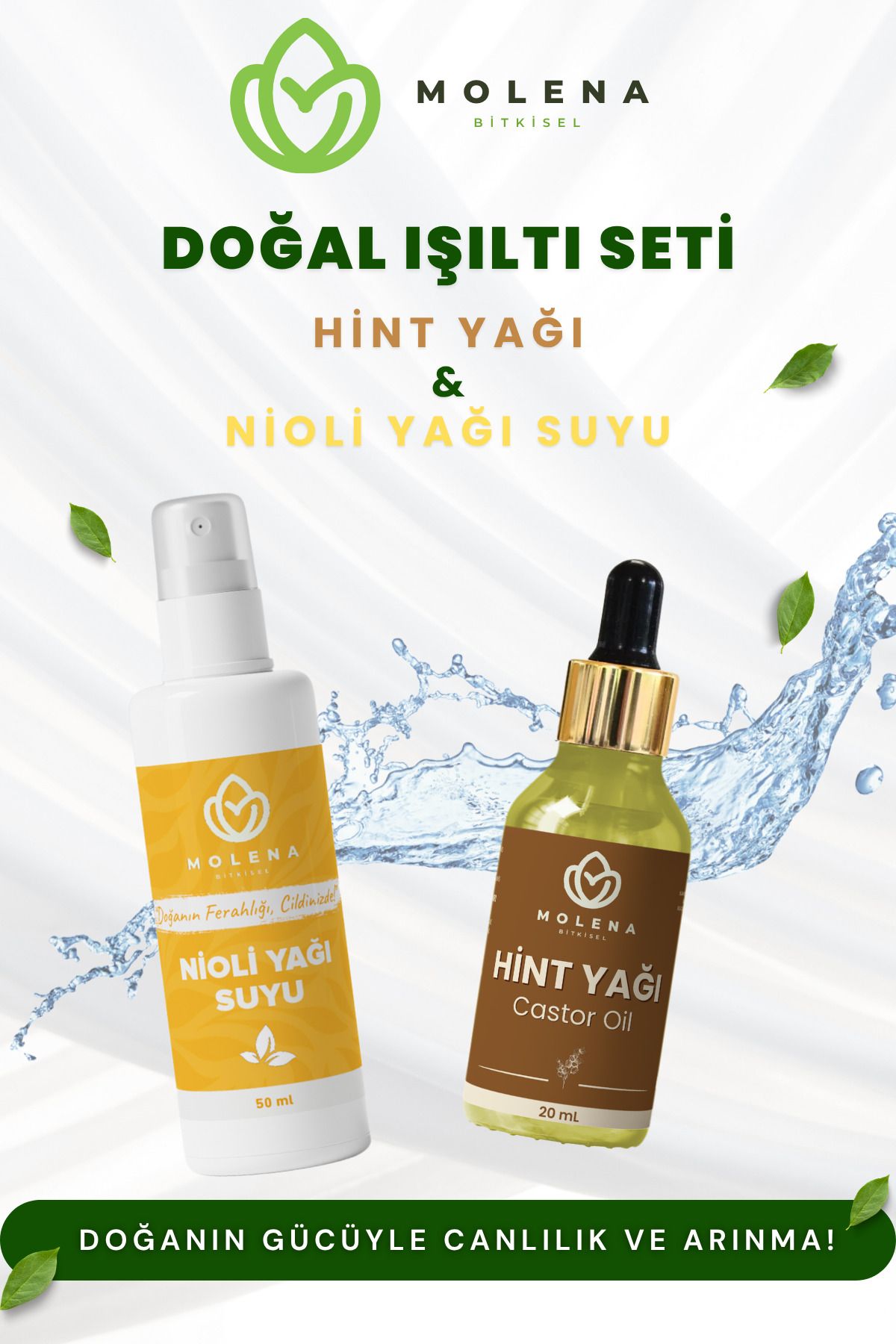 MOLENA BİTKİSEL Nioli Yağı Suyu 50 ml & Hint Yağı 20 ml Doğal Işıltı Seti