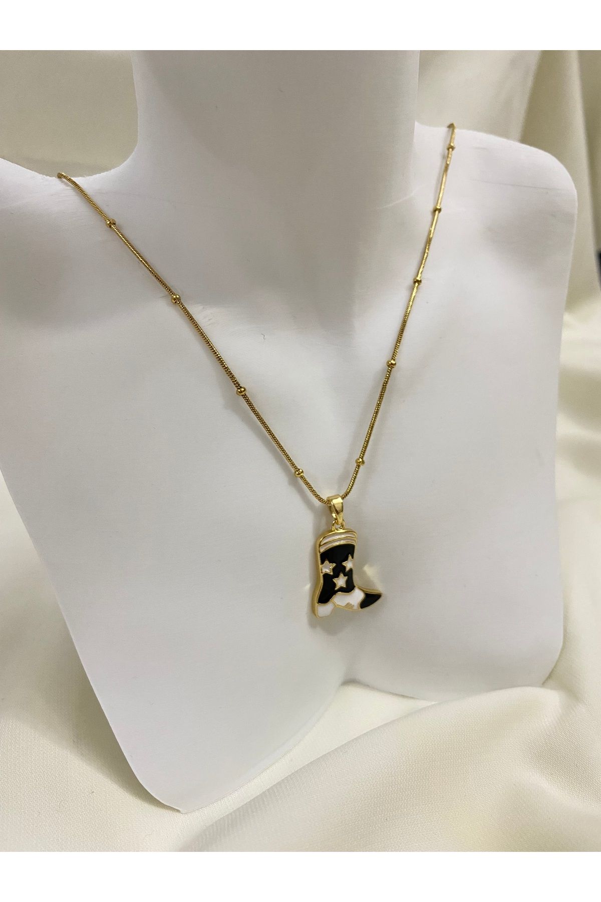asem jewelry KOVBOY BOTU TEMALI ÇELİK KOLYE