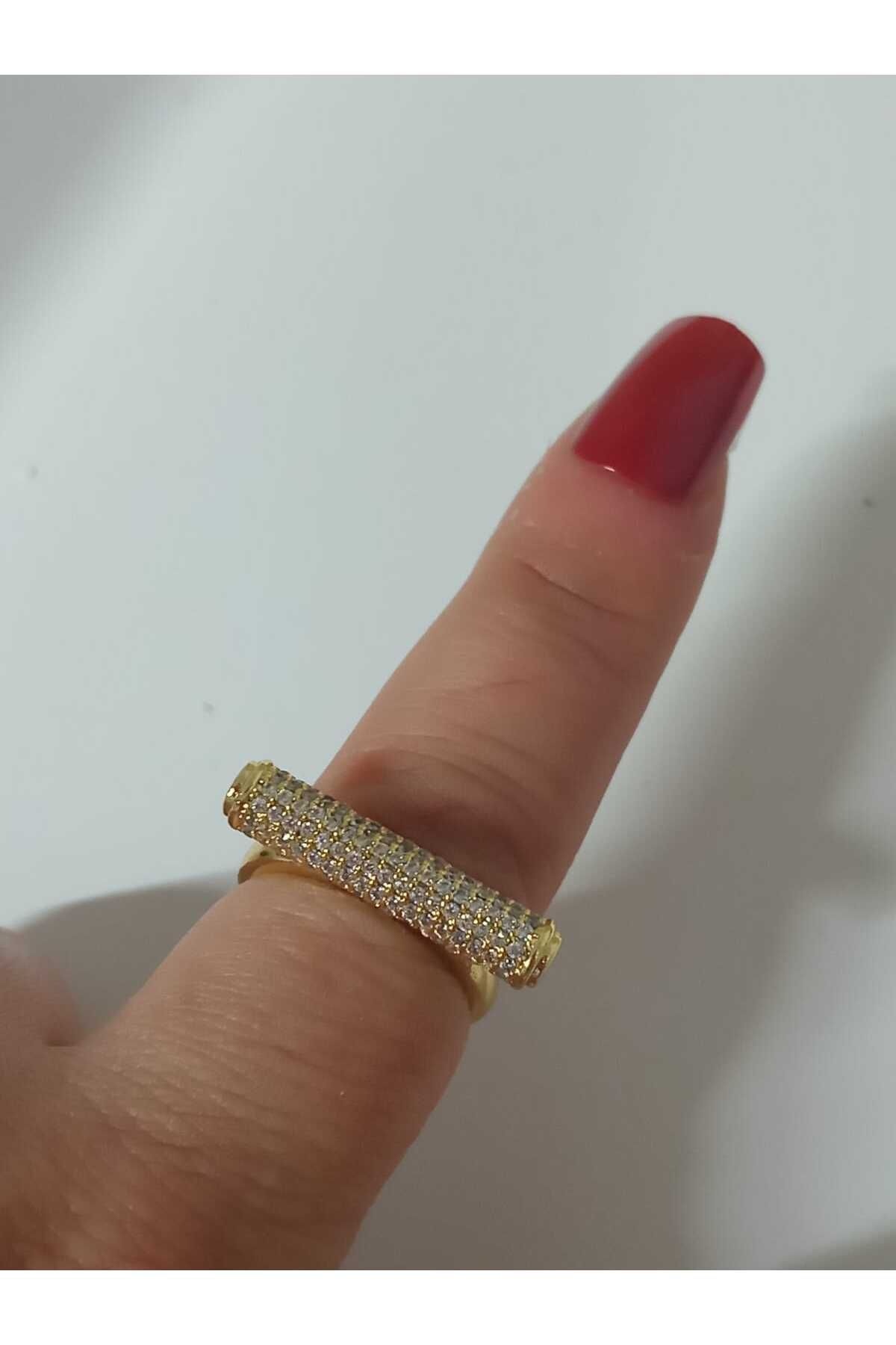 PALMMAMA Gold Köşeli Zirkon Taşlı Ayarlanabilir Yüzük