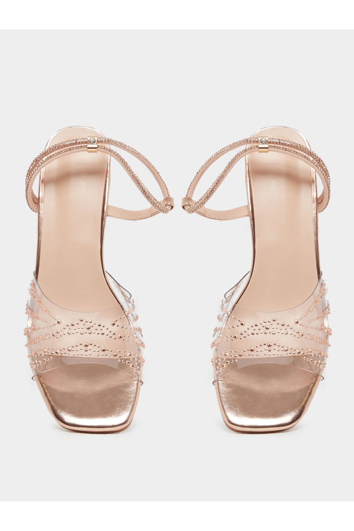 Take Two By Styli-Embellished Transparent Block Heel Sandals 6
