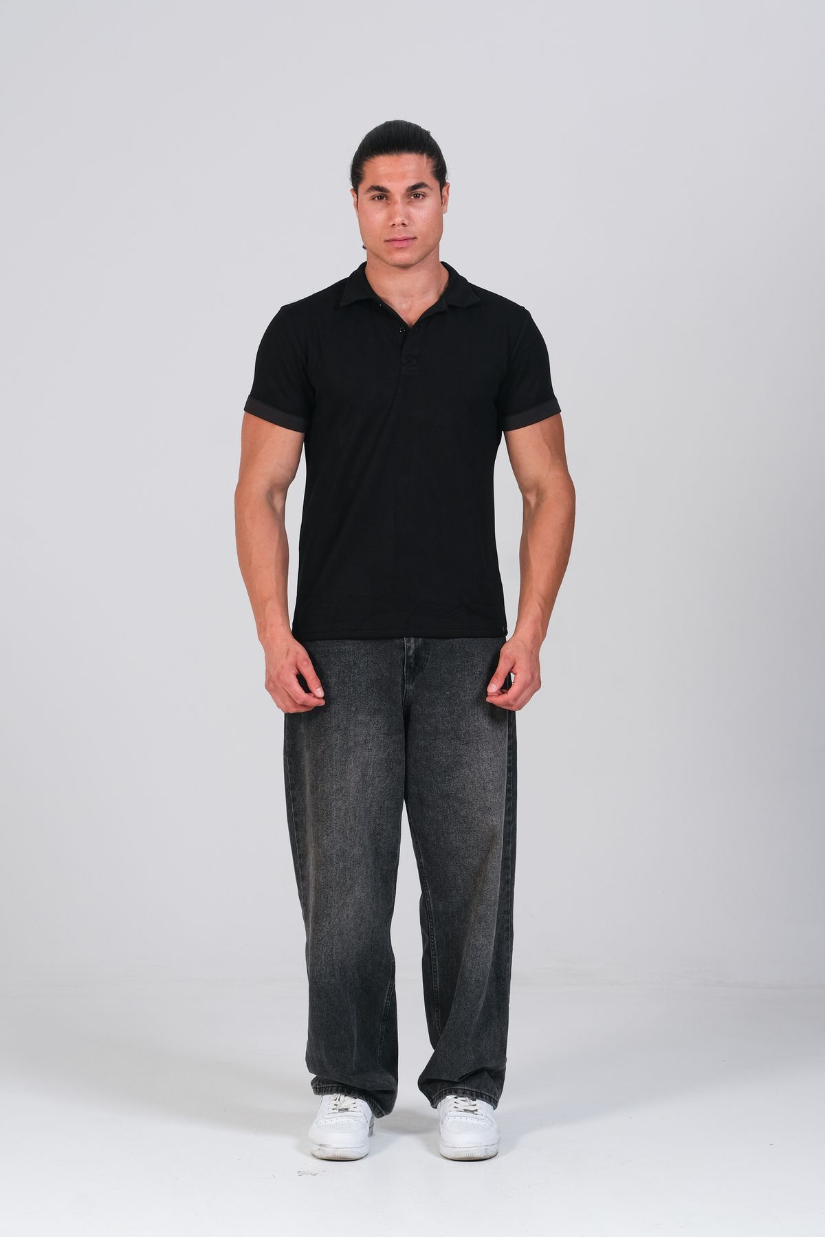yamudo DOUBLE FACE KUMAŞ POLO YAKA OVERSİZE KALIP T-SHİRT