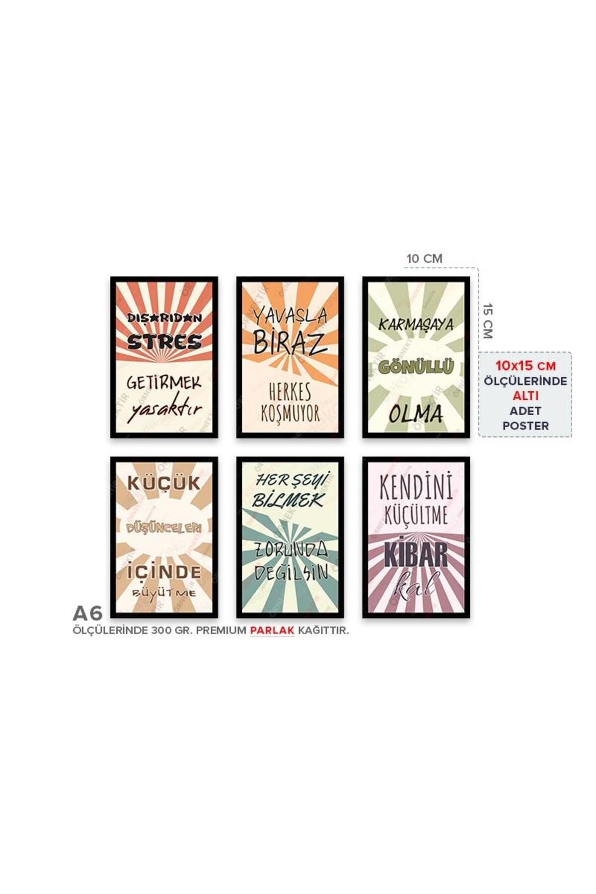 Posterya Pa6s01059-A6 - Pozitif Motivasyon Duvar Yazısı Altılı Set Poster (10x15cm)