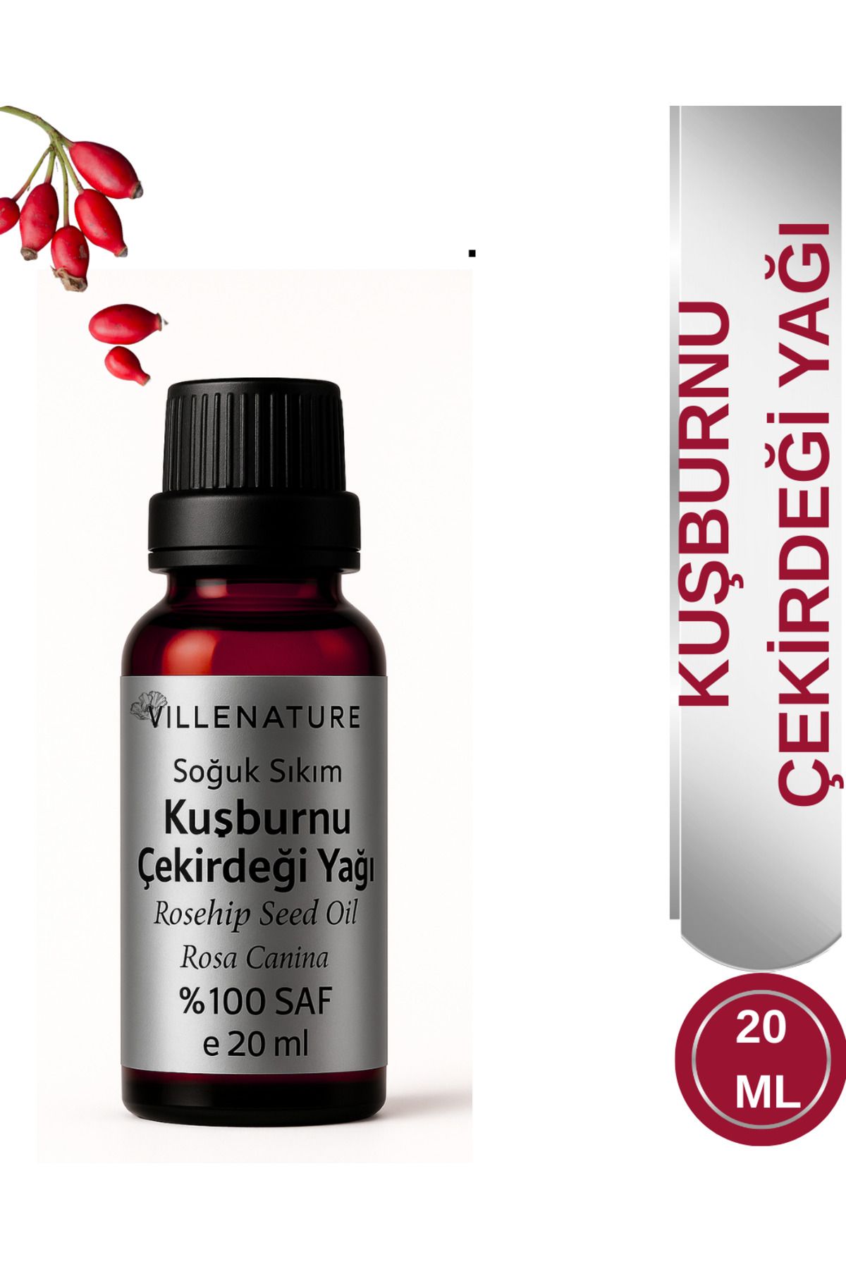 VILLENATURE Soğuk Sıkım KUŞBURNU ÇEKİRDEĞİ YAĞI 20 ML