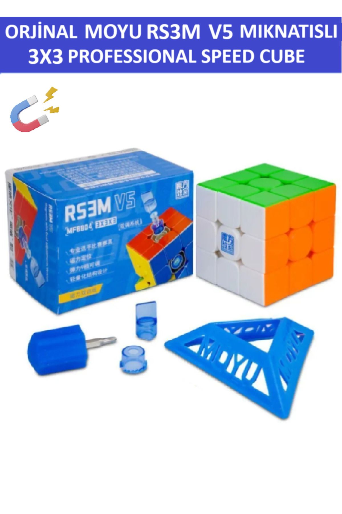 ZETCONCEPT Moyu 3x3 Rs3m V5 Manyetik (Mıknatıslı) Professional Speed Cube - WCA Küpü -Zeka Küpü