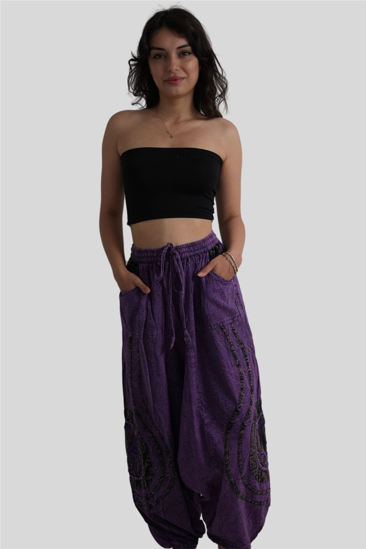 Miss Boheme Mor Renk Unisex Bohem Nepal Şalvar