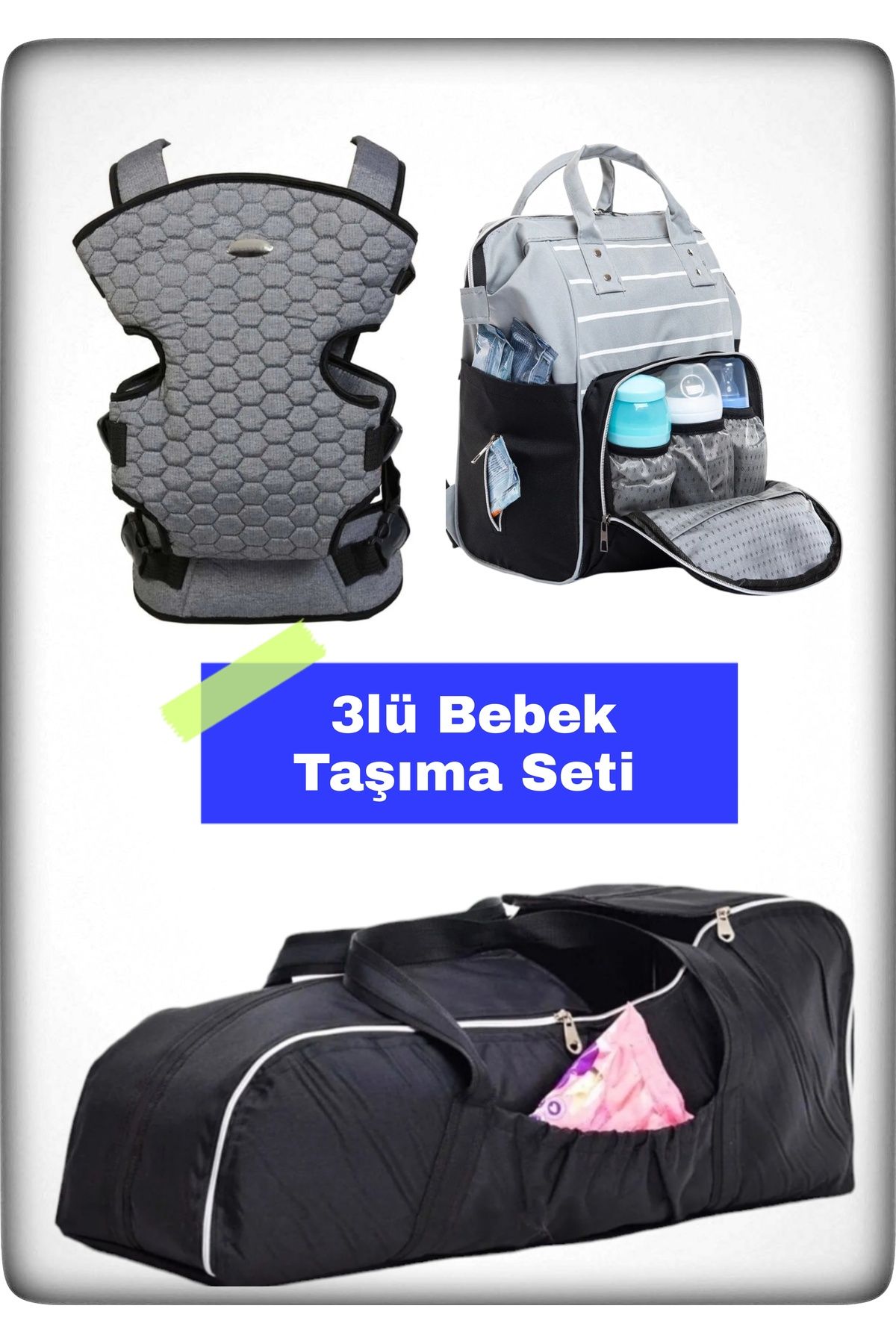 Avşar Baby 3 Lü Bebek Taşıma Seti En İyi Anne Bebek Çantası Portbebe ve Kanguru Modelleri