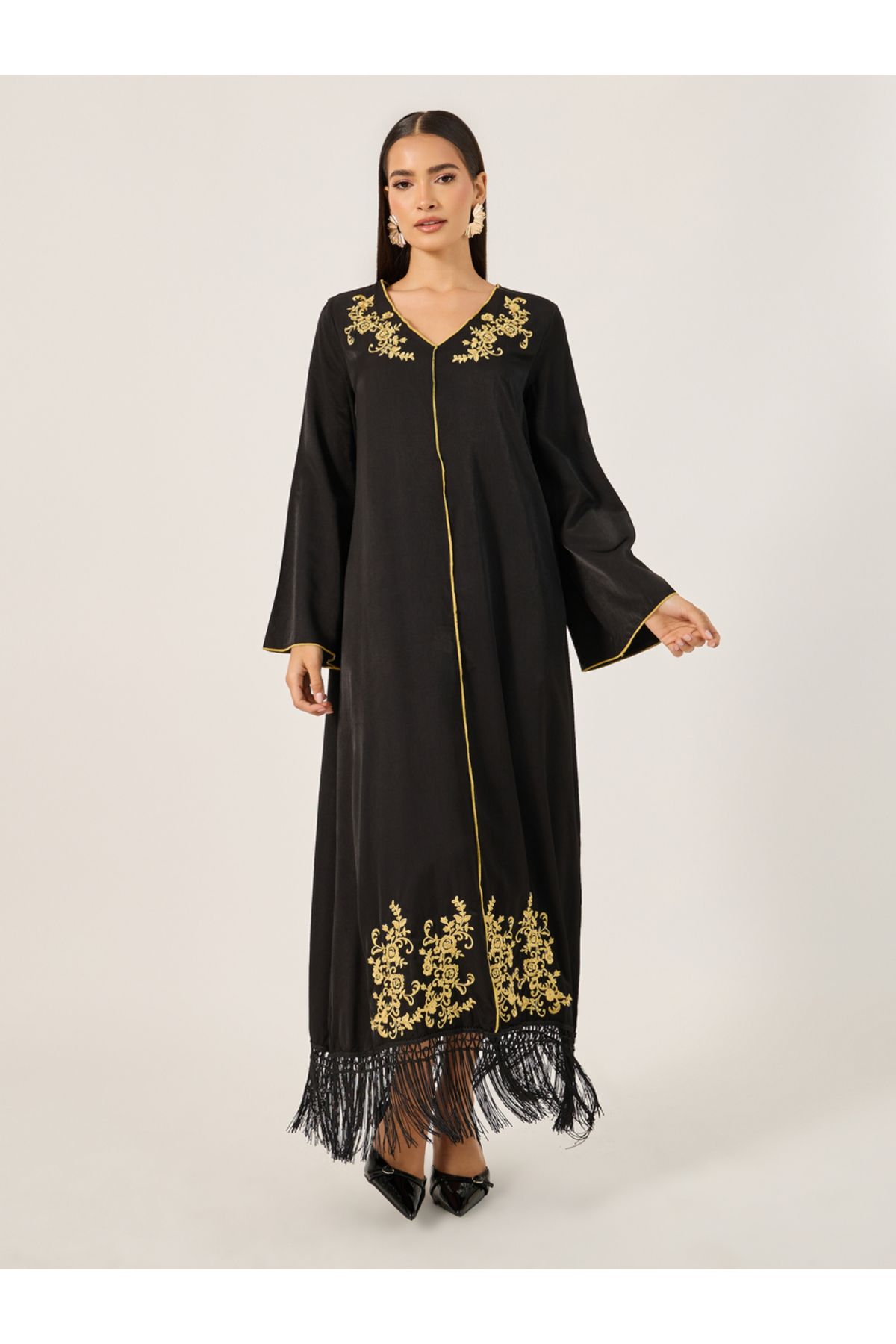 Take Two By Styli-Maxi Embroidered Jalabiya with Tassels 2