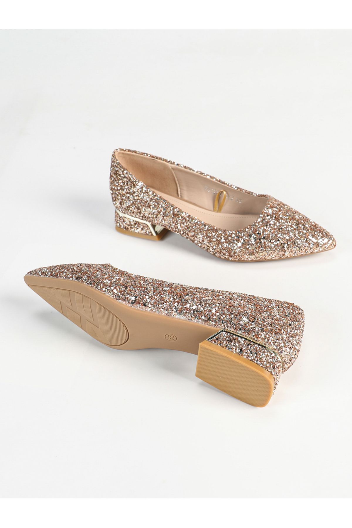 Sneak-a-Peek By Styli-Embellished Pointed Toe Block Heels Pumps 6