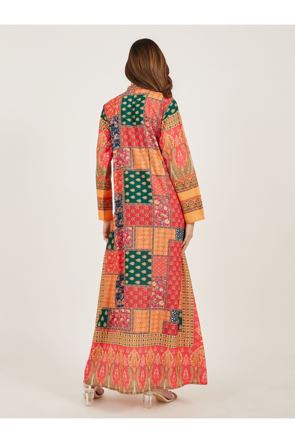 Maxim Creation By Styli-Abstract Print Collared Button Front Jalabiya 5