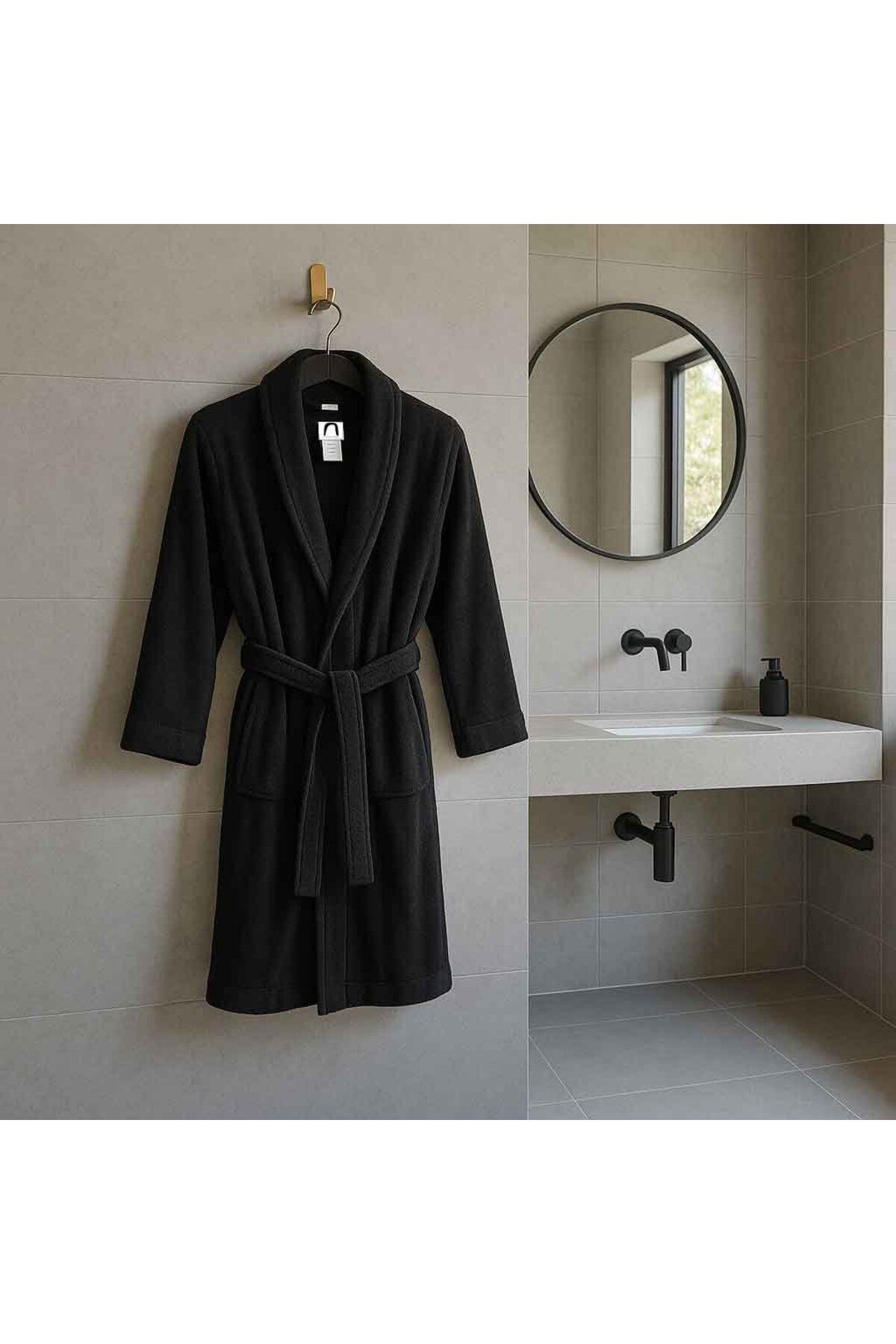 Alesta Home Pamuklu Siyah Bornoz BRNZ021