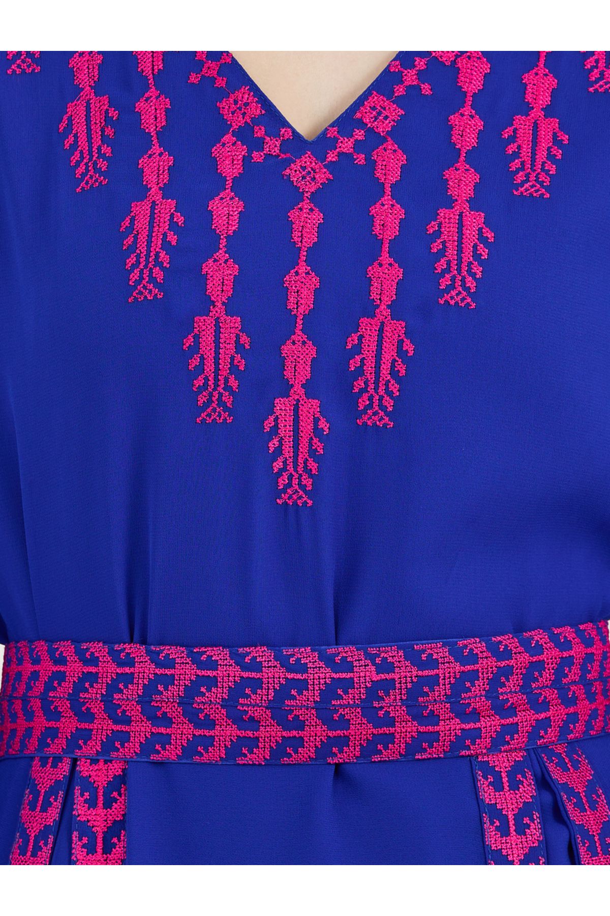 Maxim Creation By Styli-Georgette Kaftan with Cross-Stitch Threadwork 3