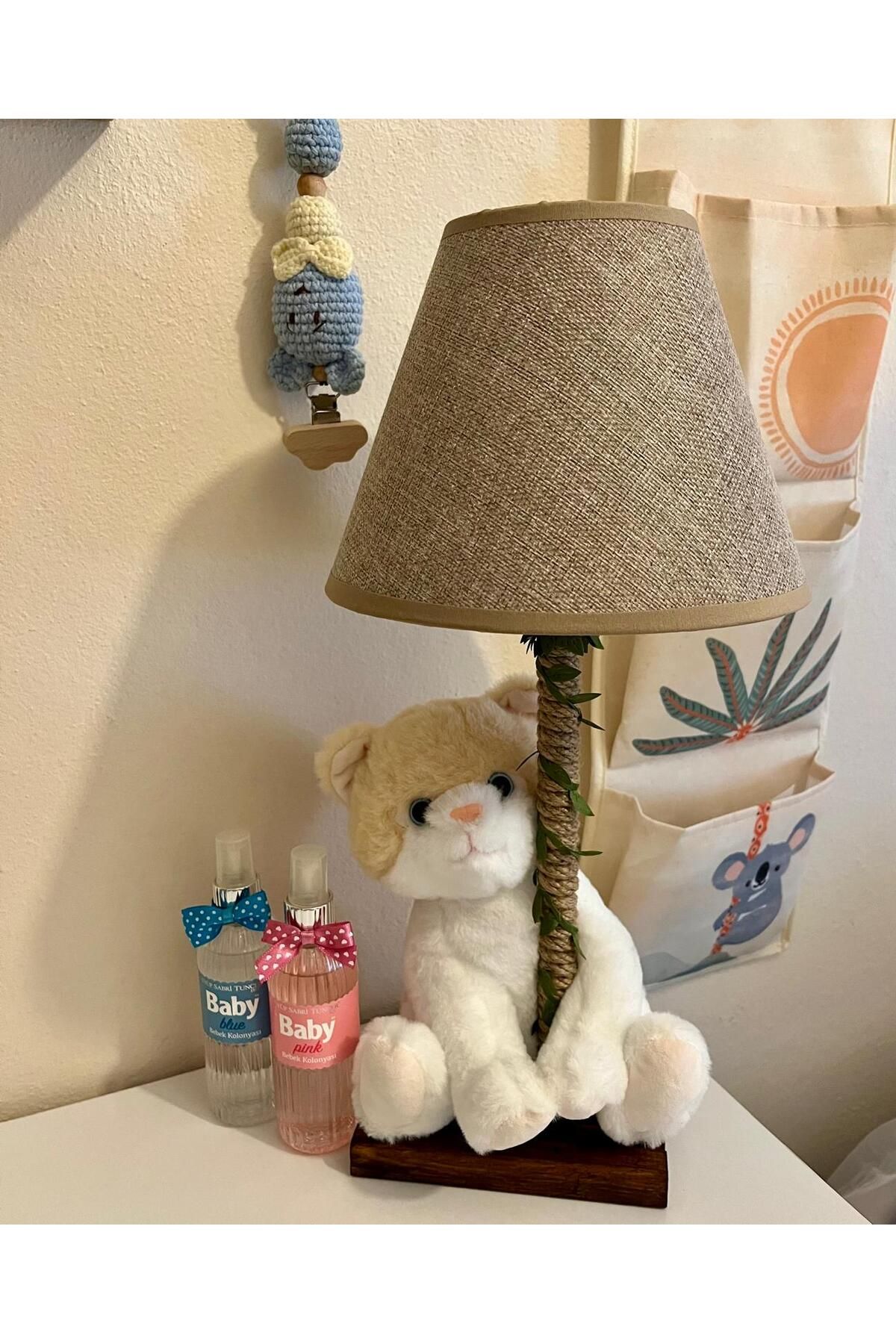 Tiny Desing Accessorıes Peluş Oyuncaklı Halat Abajur (Bebek&Çocuk odası) (Kedi)
