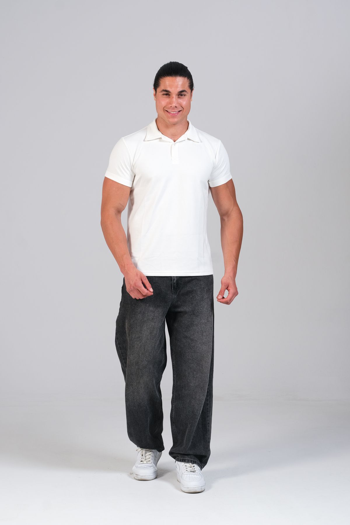 yamudo DOUBLE FACE KUMAŞ POLO YAKA OVERSİZE KALIP T-SHİRT