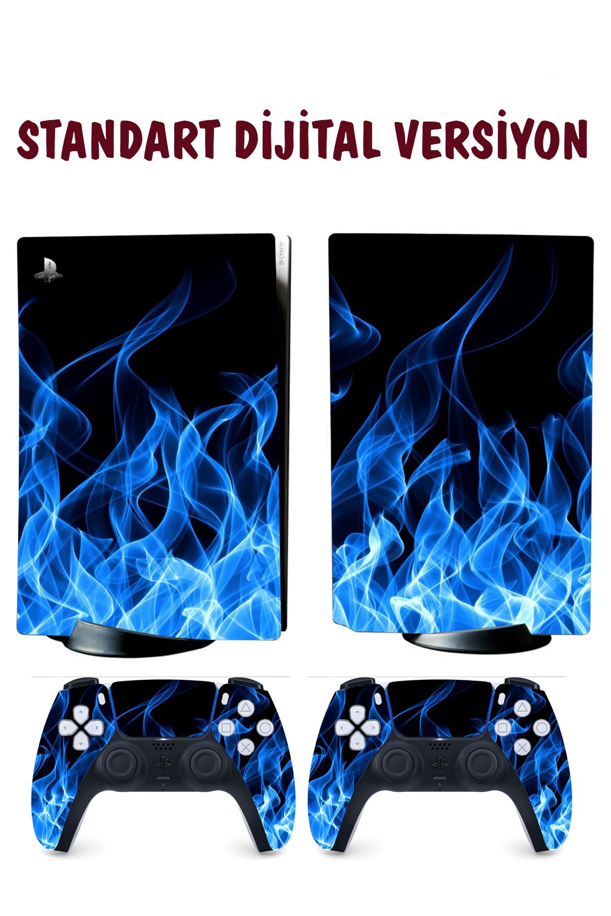 KT Decor Mavi Alevler Playstation 5 Full Sticker Kaplama Seti