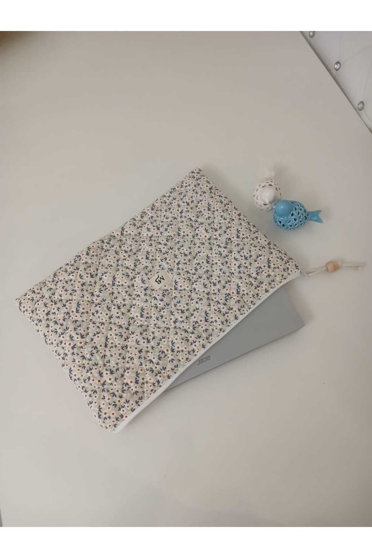 MB Krem papatya desenli laptop-tablet kılıf 10-11-12 inç