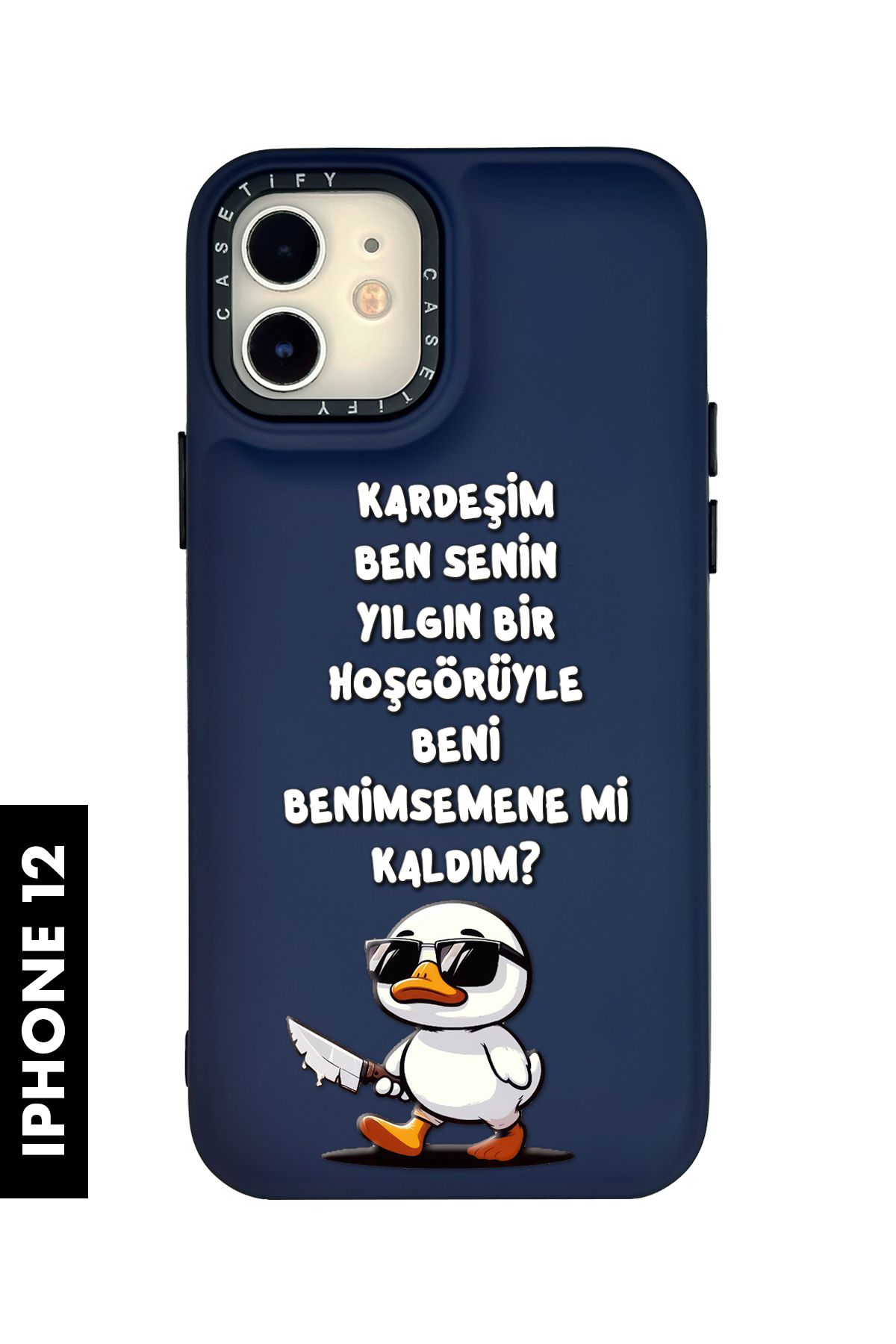 mooodcase iPhone 12 / 12 Pro Uyumlu Katil Ördek Desenli Silikonlu Pillow Kılıf