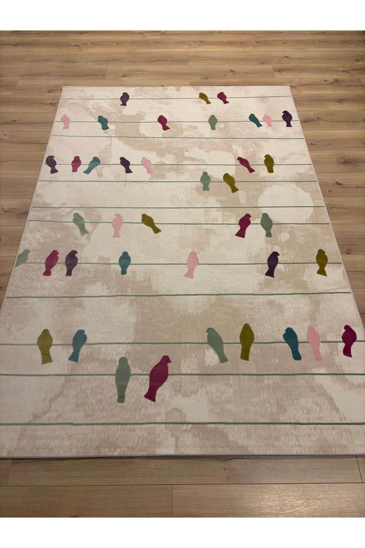 SANAT HALI KUŞLU HALI %100 AKRİLİK 160x230 EBATLI+8 MM+YATIŞMAZ HALI+SIK DOKUMA