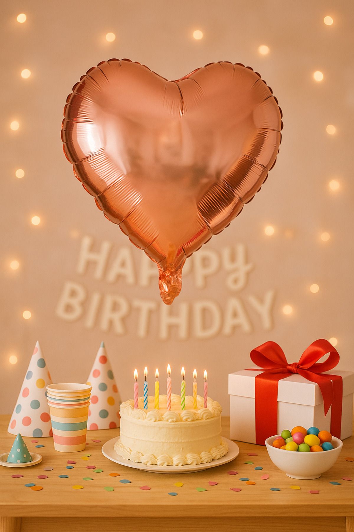 UVERTE 18 İnç Kalp Şeklinde Rose Gold Folyo Balon – Romantik ve Şık Parti Süsü
