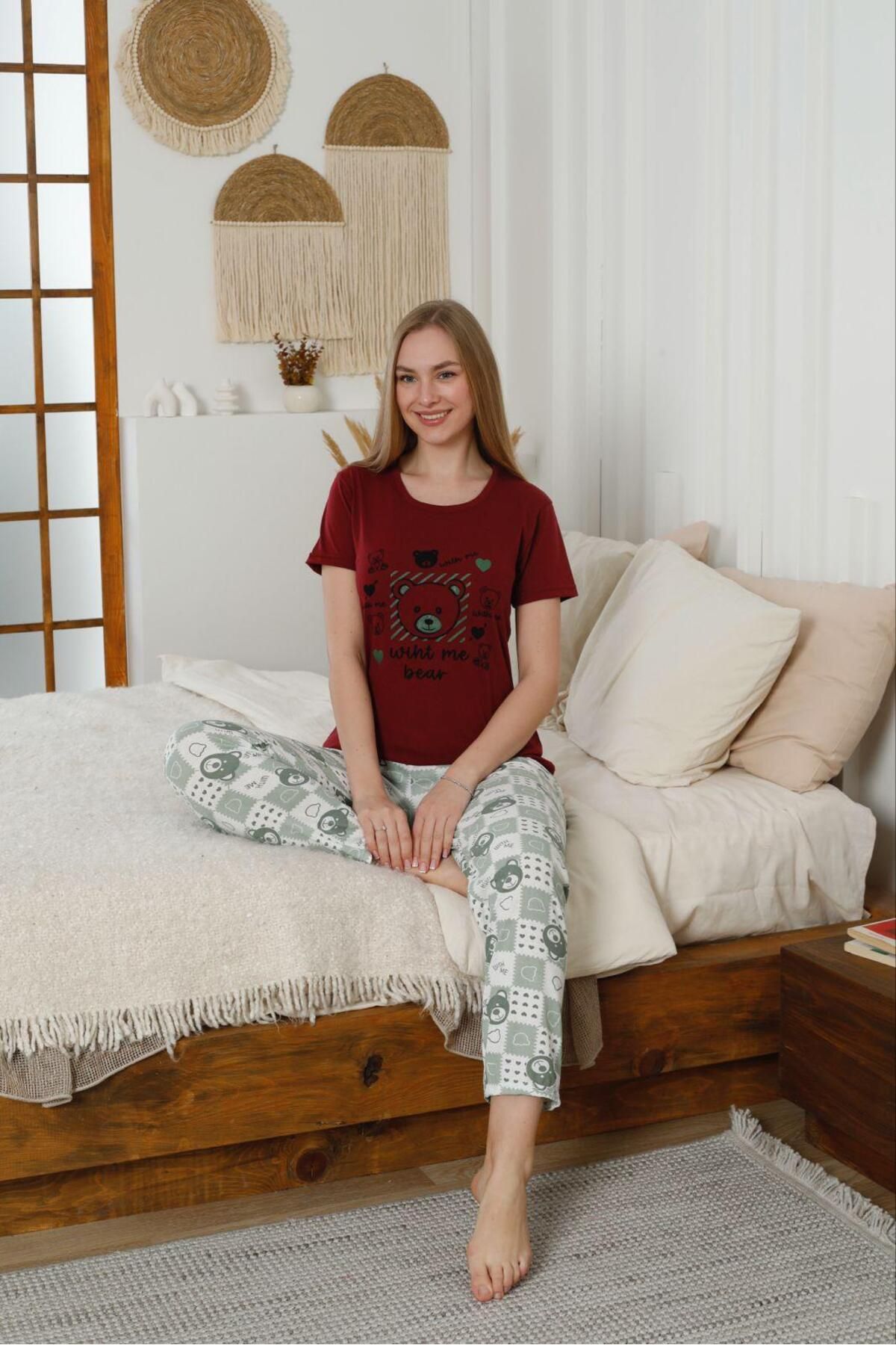 Sebay Giyim Sebay Softtouch Kadın Pijama Takımı Pembe -with me bear Sby013
