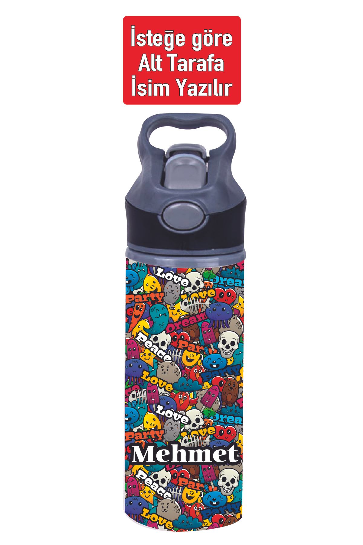 DKDZ SHOP Pipetli Su Matarası Metal - 650ml.