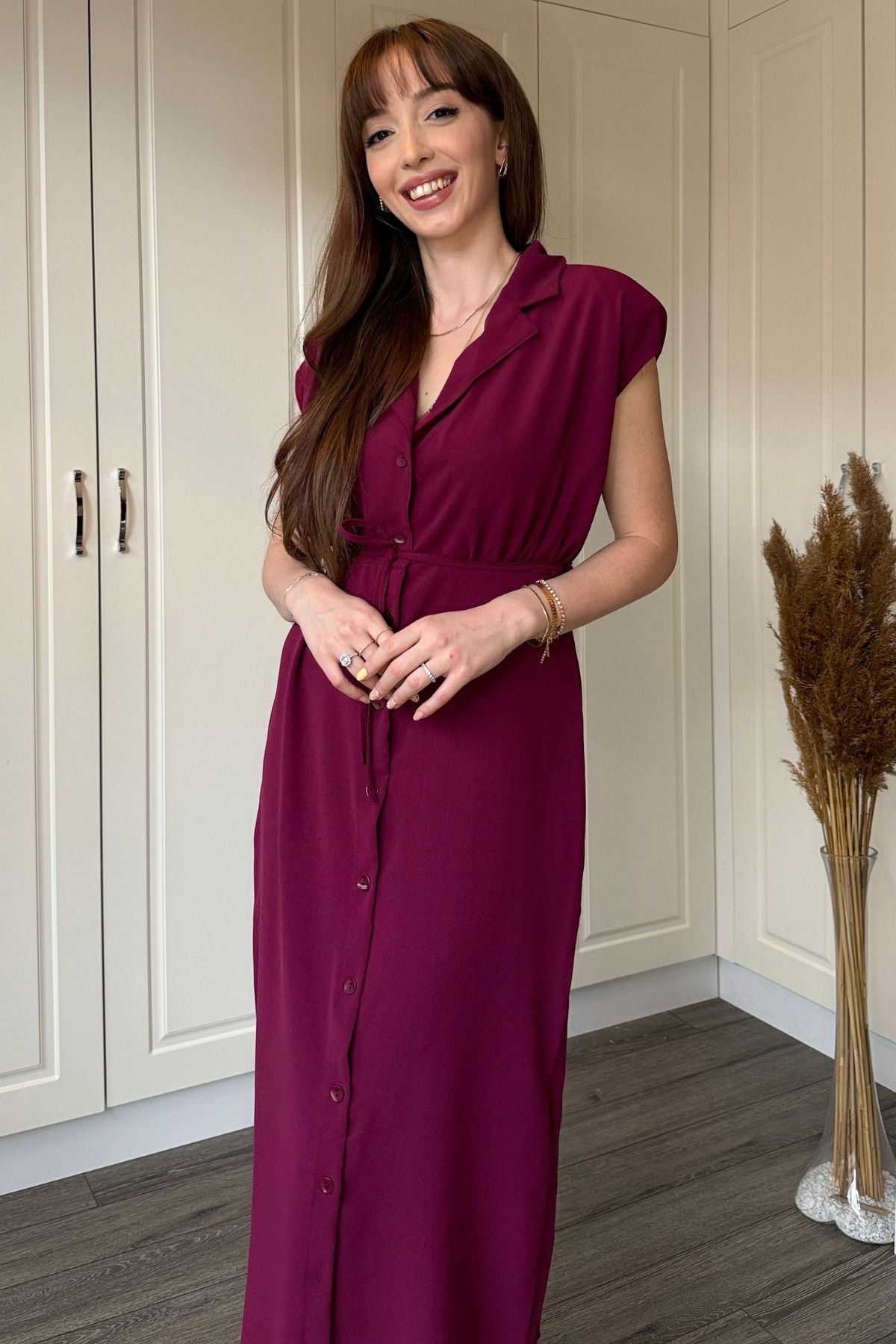 Dilay Gökoğlu Butik Bağlamalı Gömlek Elbise