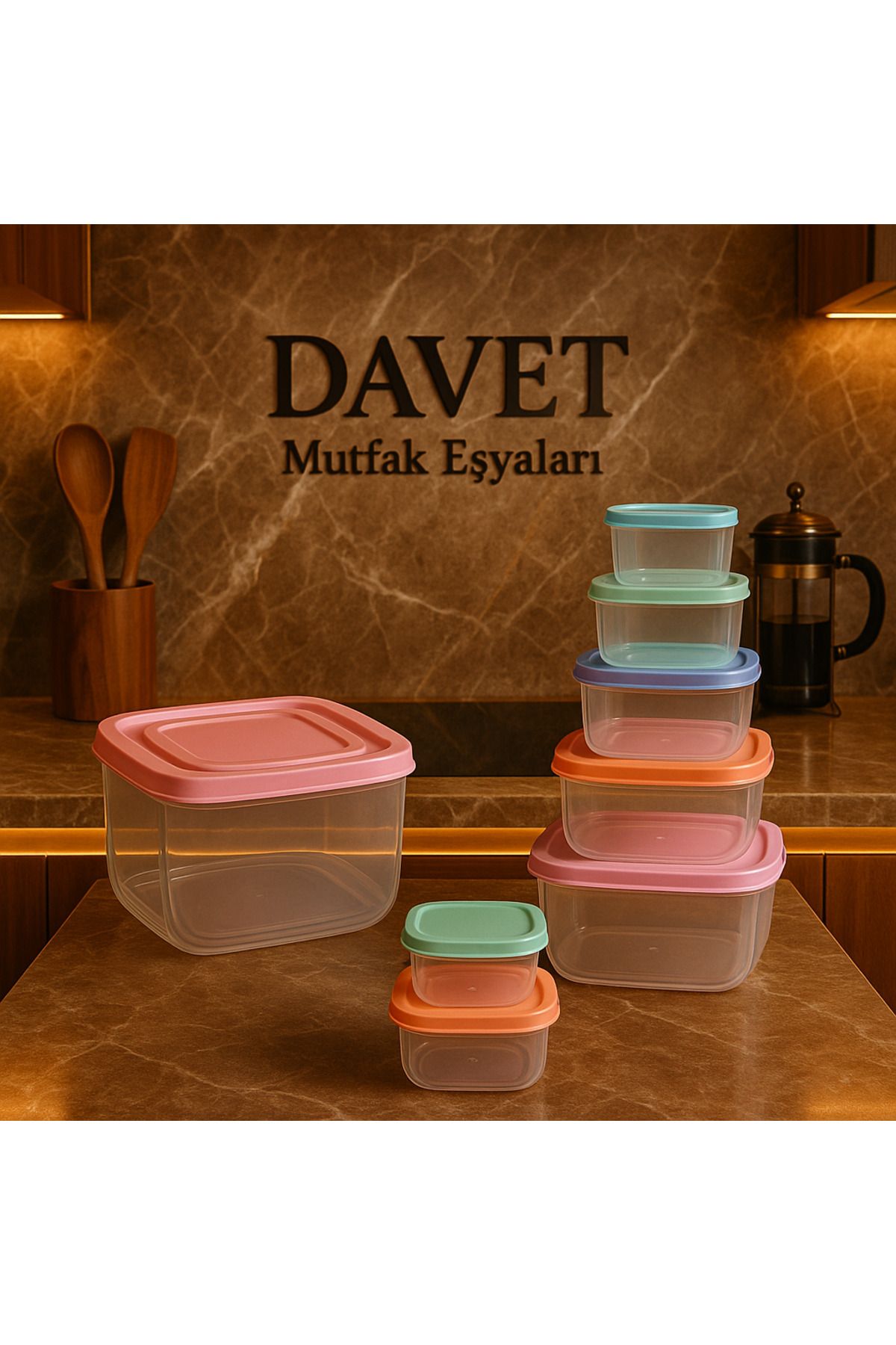 Davet Sterk 7 Parça Plastik Saklama Kabı Seti