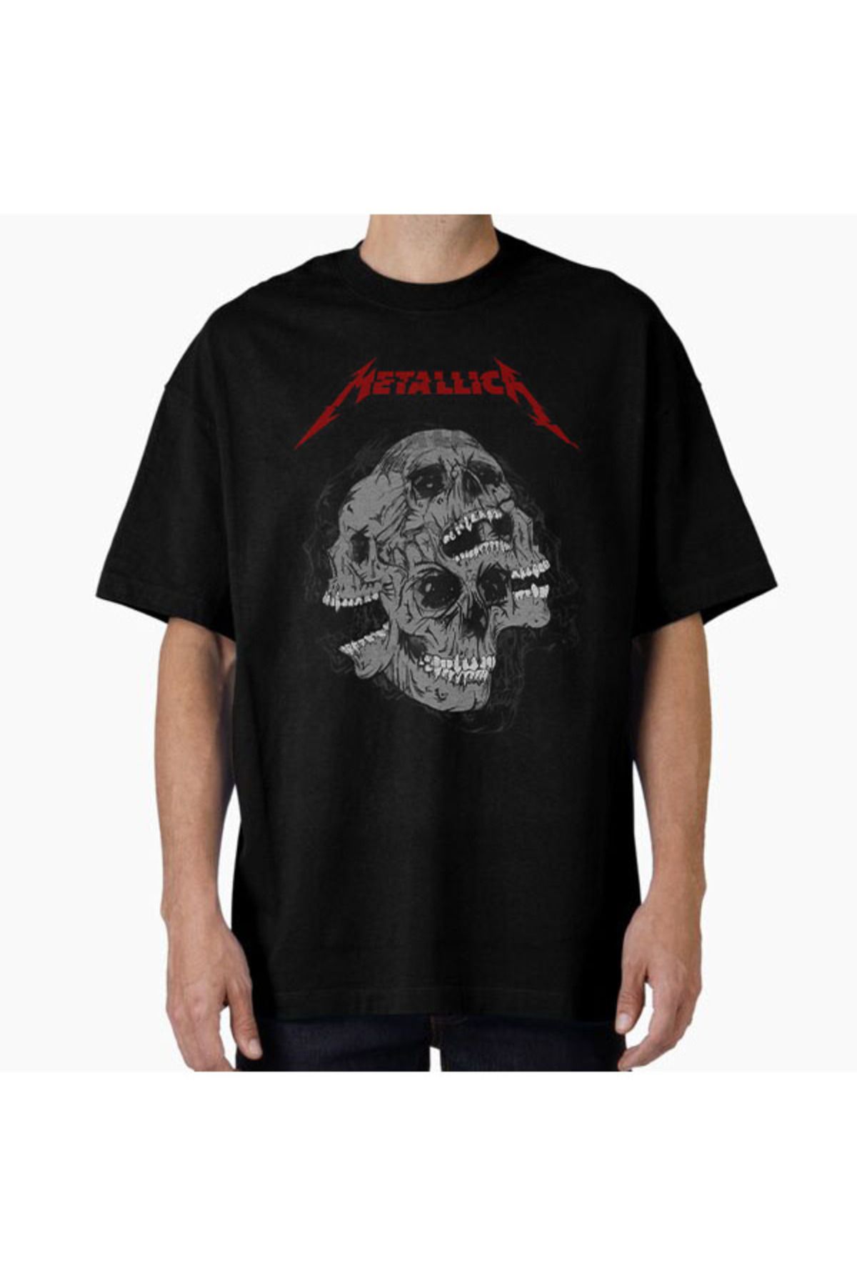 COMVİCHO Unisex metal5 Tasarım Baskılı Oversize T-Shirt