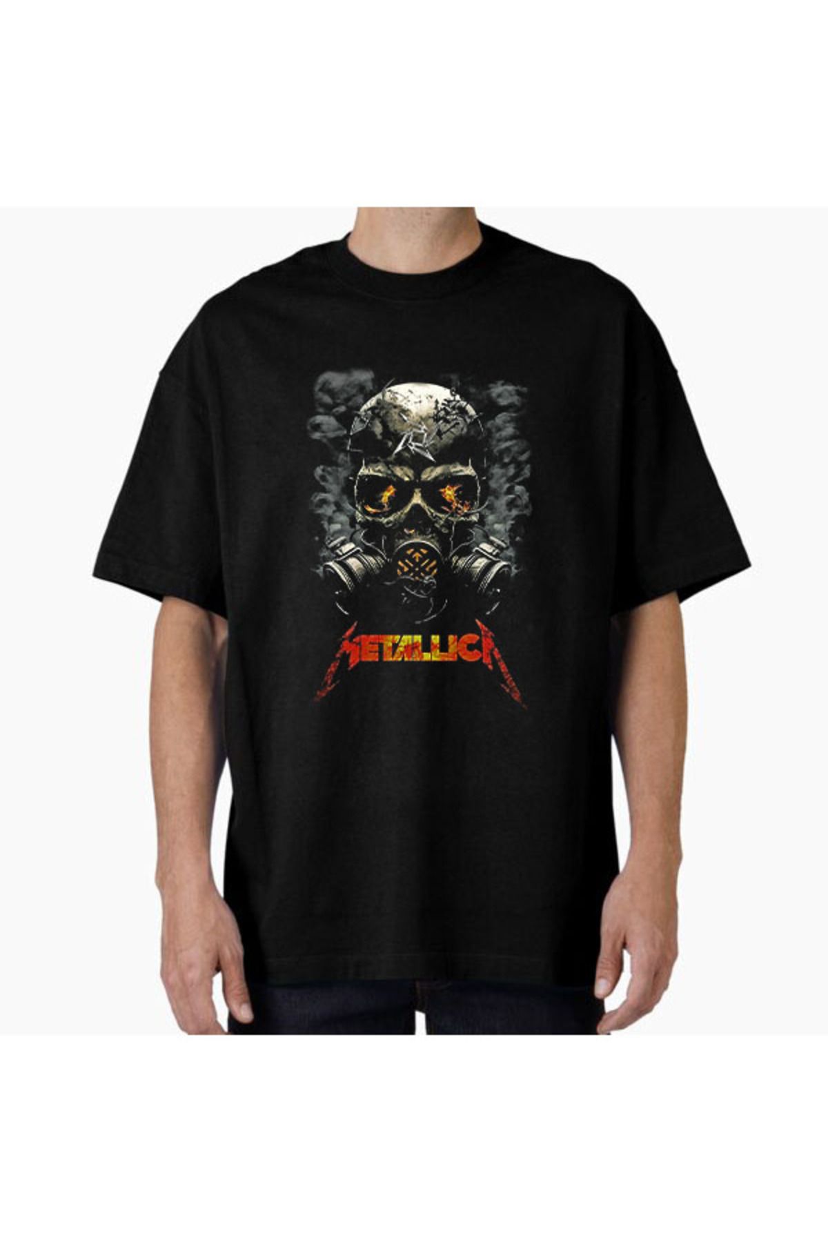 COMVİCHO Unisex Metallica6 Tasarım Baskılı Oversize T-Shirt