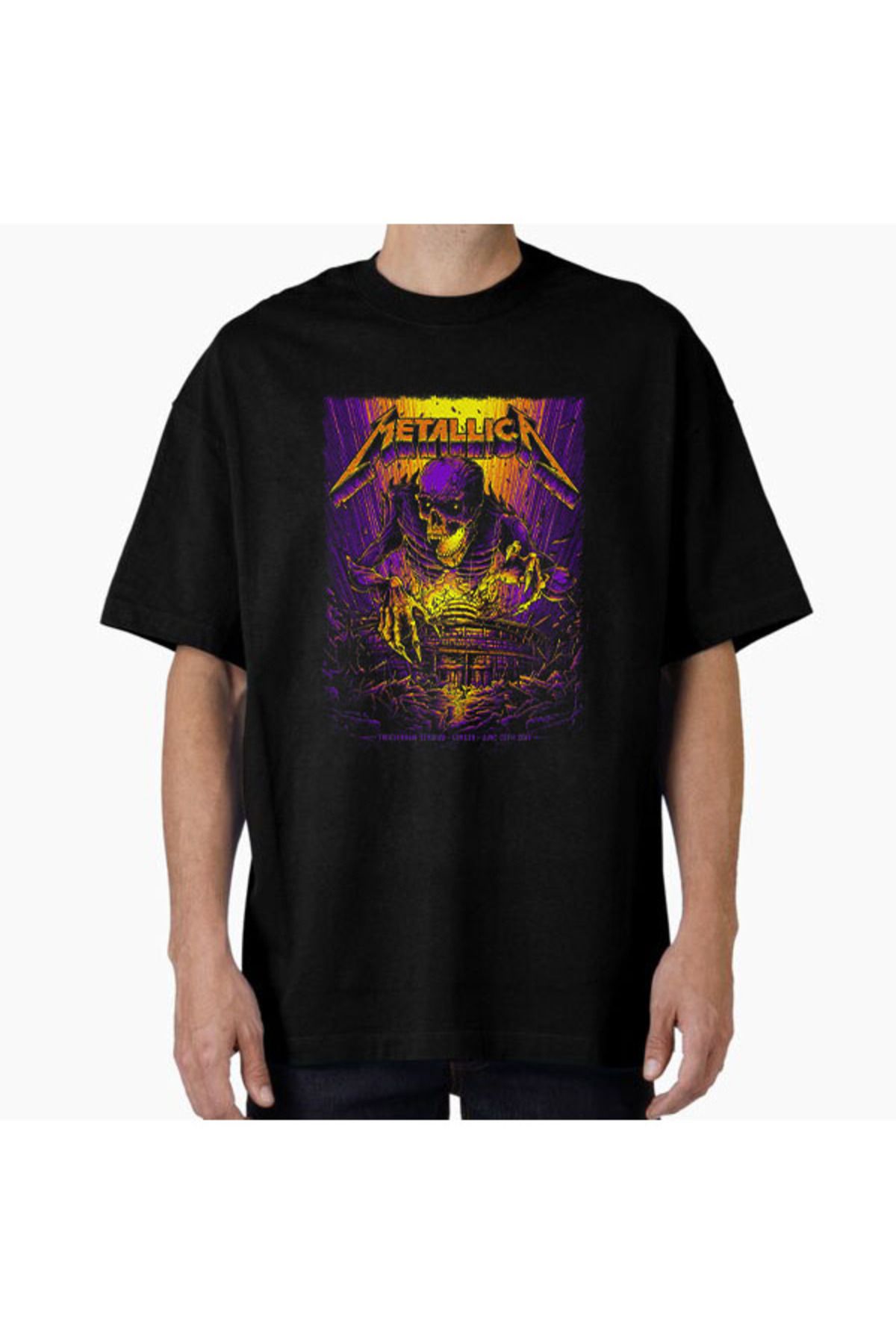 COMVİCHO Unisex metalica2 Tasarım Baskılı Oversize T-Shirt