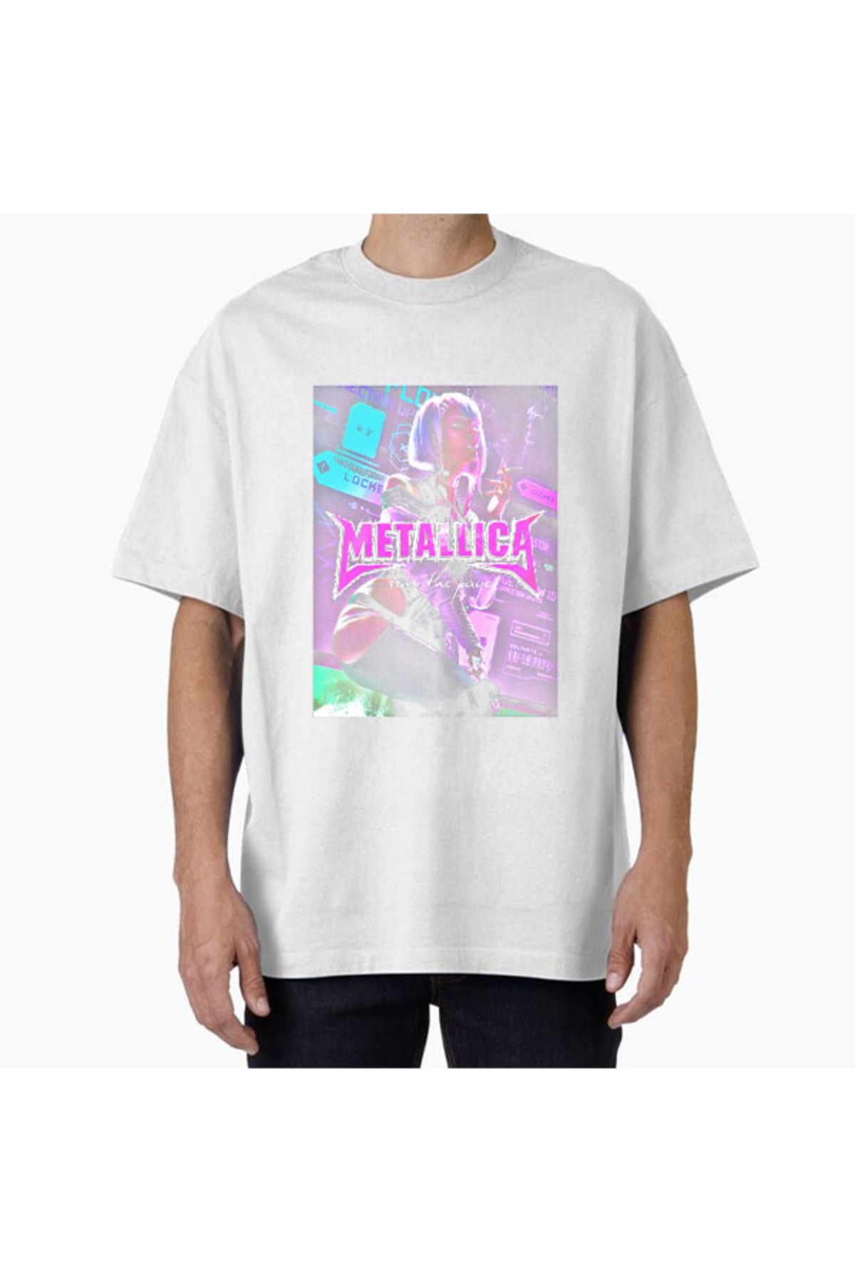COMVİCHO Unisex Metallica24 Tasarım Baskılı Oversize T-Shirt