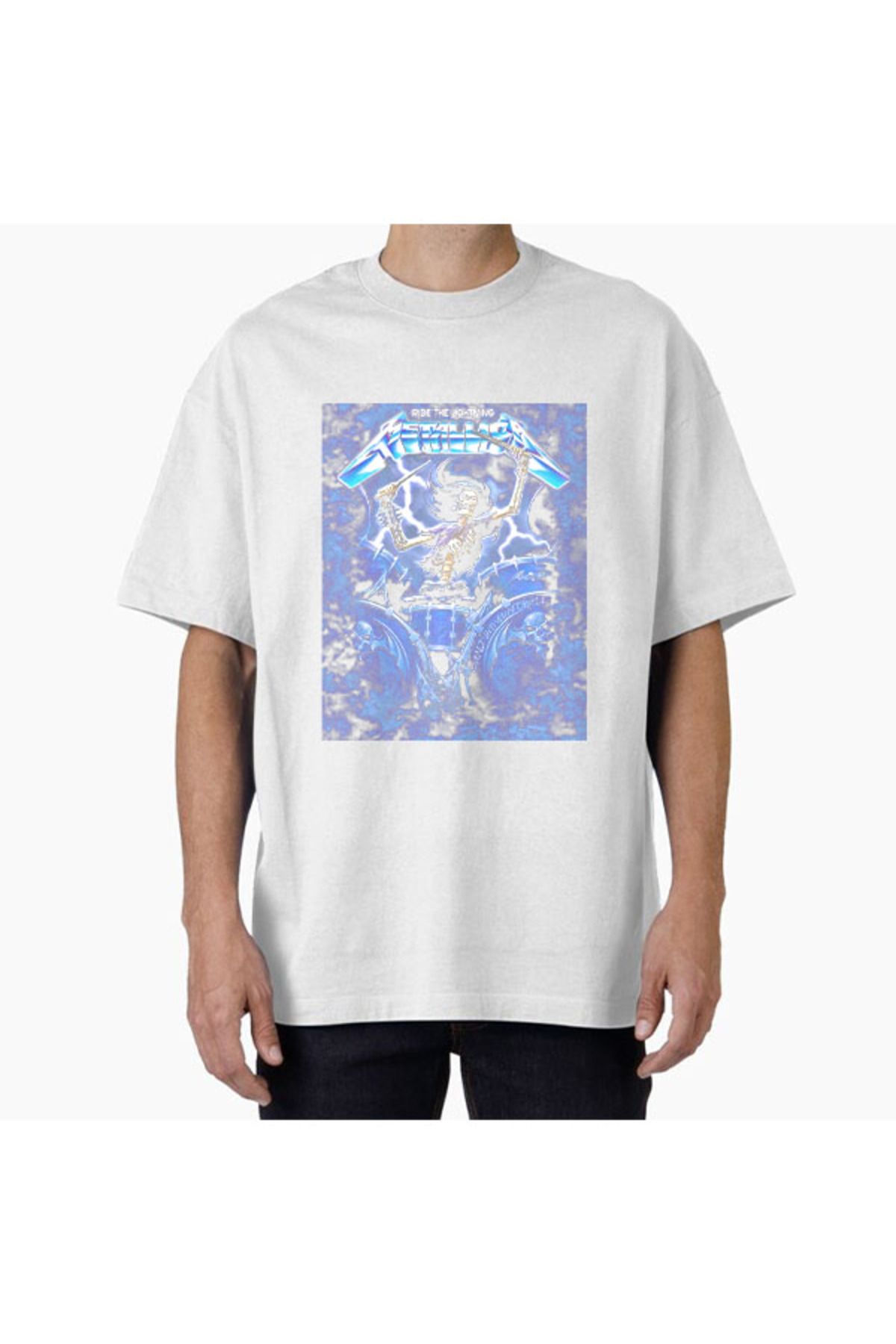 COMVİCHO Unisex Metallica26 Tasarım Baskılı Oversize T-Shirt