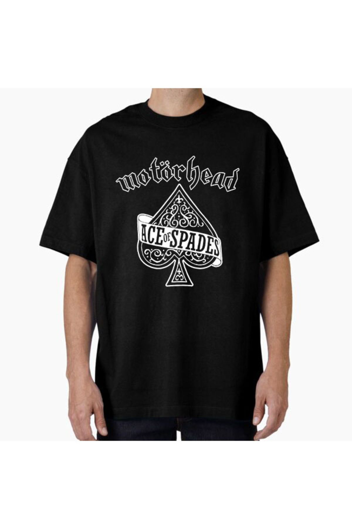 COMVİCHO Unisex motorheadaceofspades Tasarım Baskılı Oversize T-Shirt