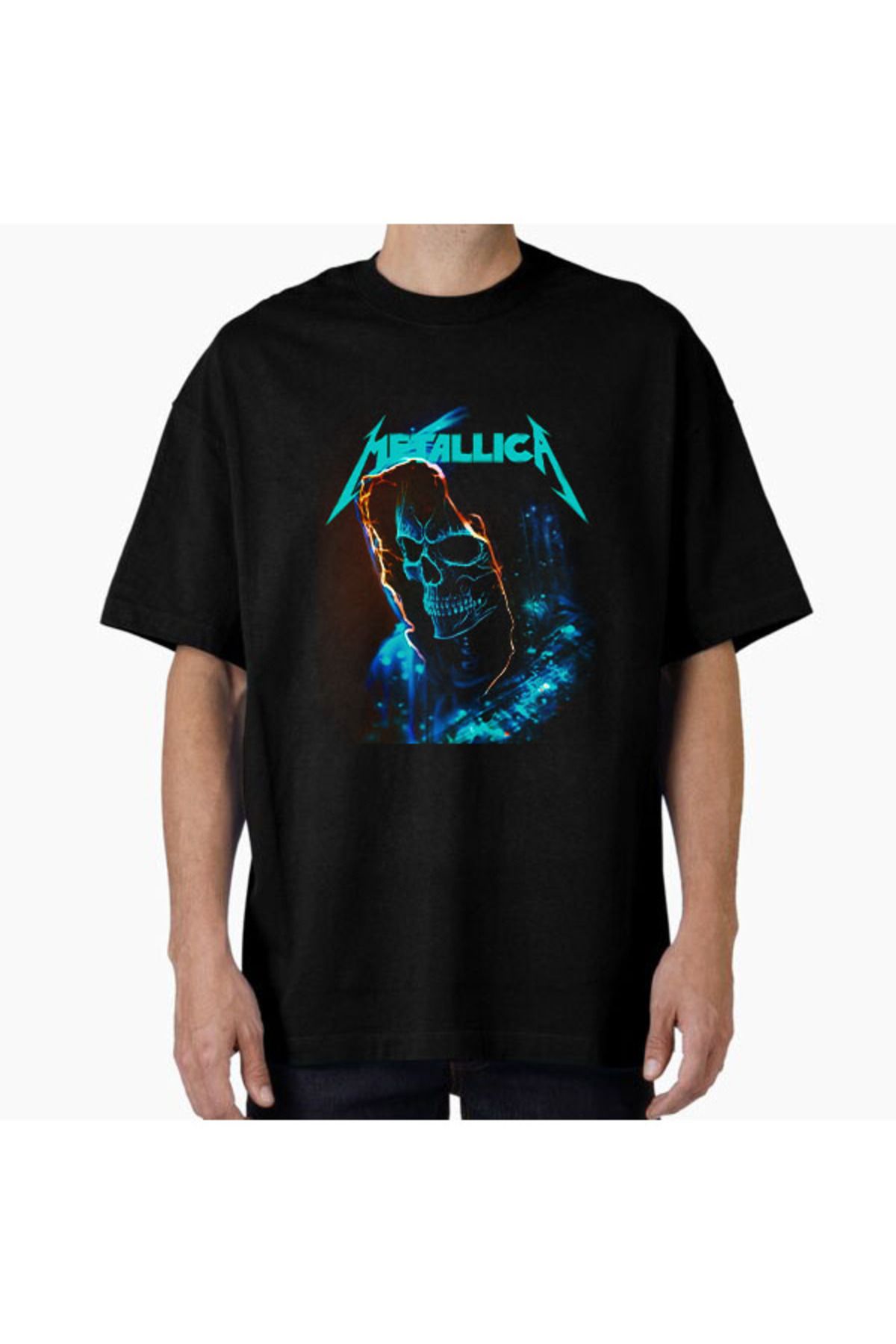 COMVİCHO Unisex Metallica1 Tasarım Baskılı Oversize T-Shirt